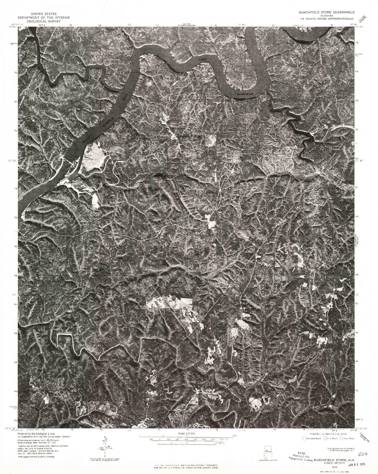 USGS 1:24000-SCALE QUADRANGLE FOR BURCHFIELD STORE, AL 1975