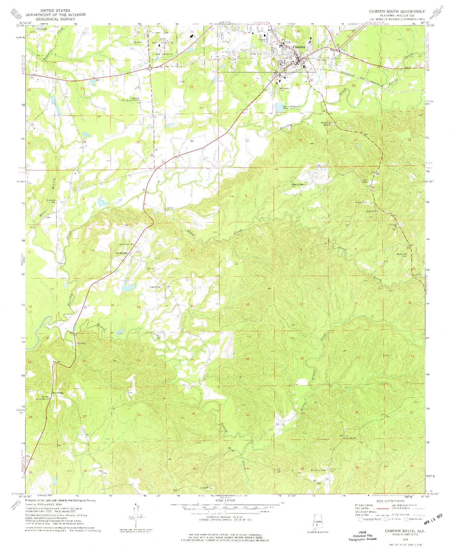 USGS 1:24000-SCALE QUADRANGLE FOR CAMDEN SOUTH, AL 1973