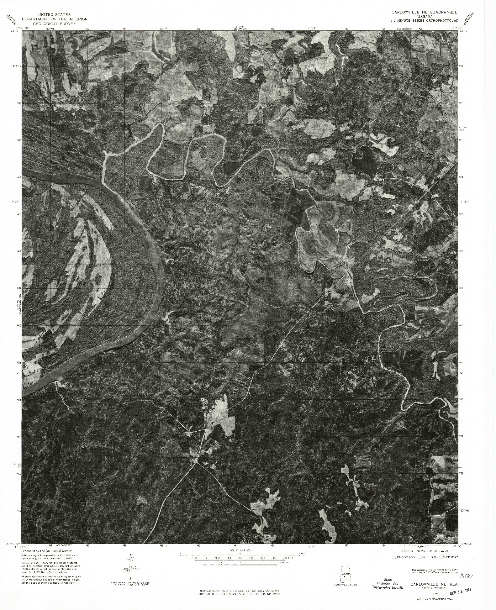 USGS 1:24000-SCALE QUADRANGLE FOR CARLOWVILLE NE, AL 1975