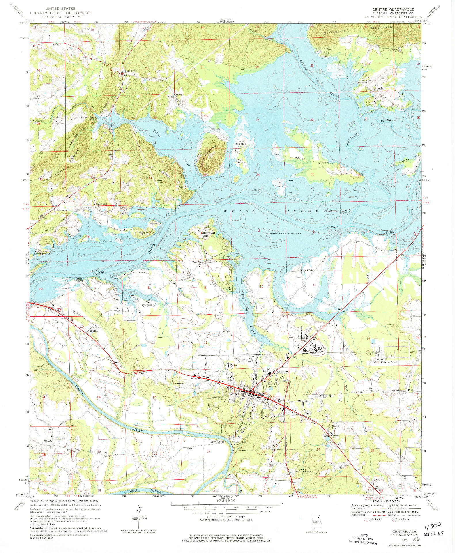 USGS 1:24000-SCALE QUADRANGLE FOR CENTRE, AL 1967