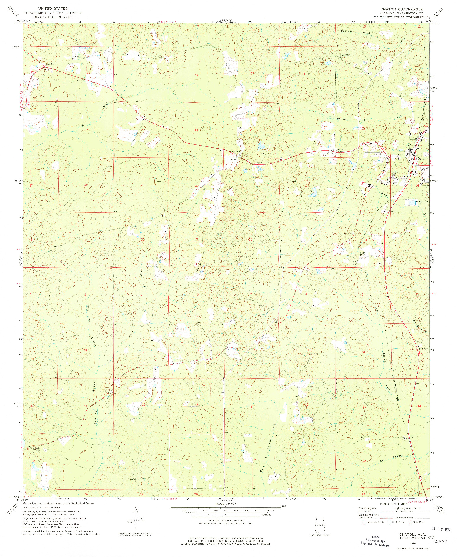 USGS 1:24000-SCALE QUADRANGLE FOR CHATOM, AL 1974
