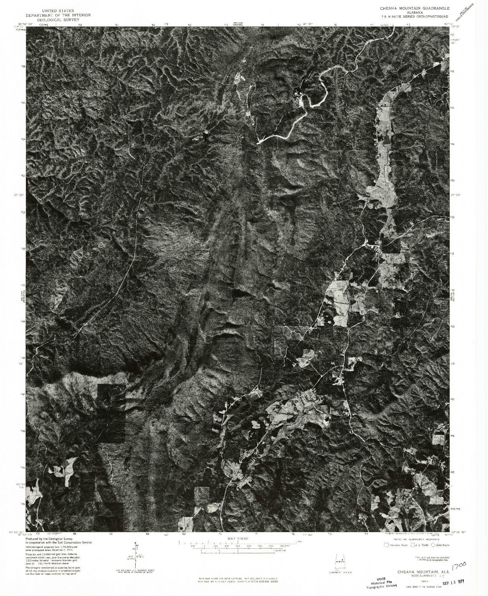 USGS 1:24000-SCALE QUADRANGLE FOR CHEAHA MOUNTAIN, AL 1975