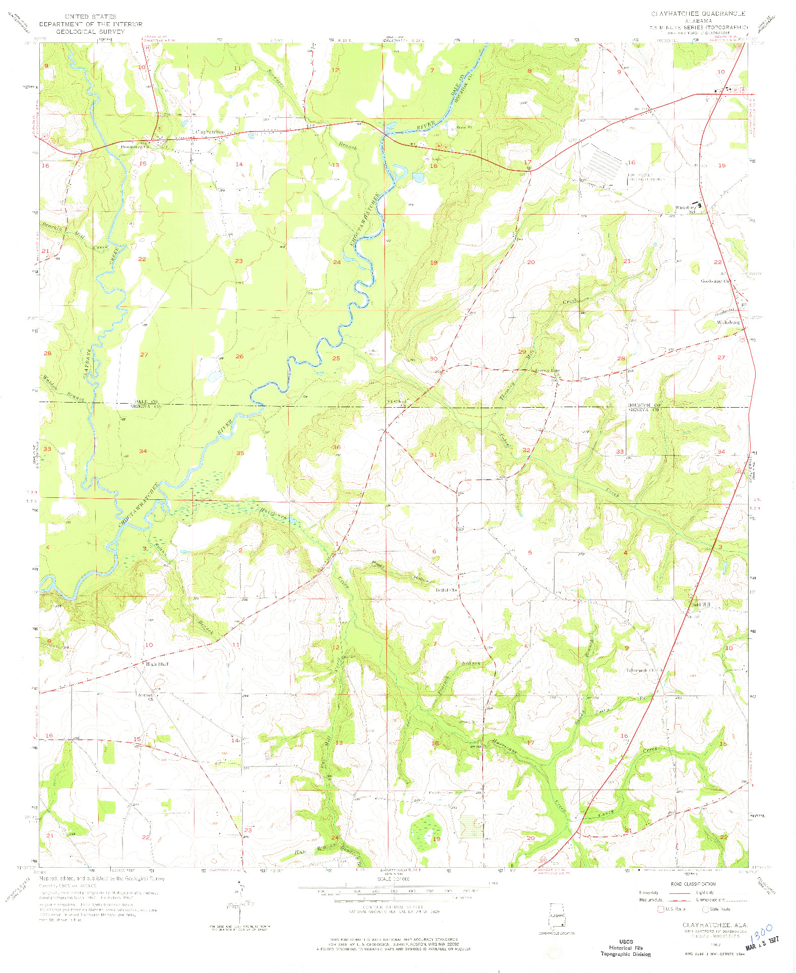 USGS 1:24000-SCALE QUADRANGLE FOR CLAYHATCHEE, AL 1957