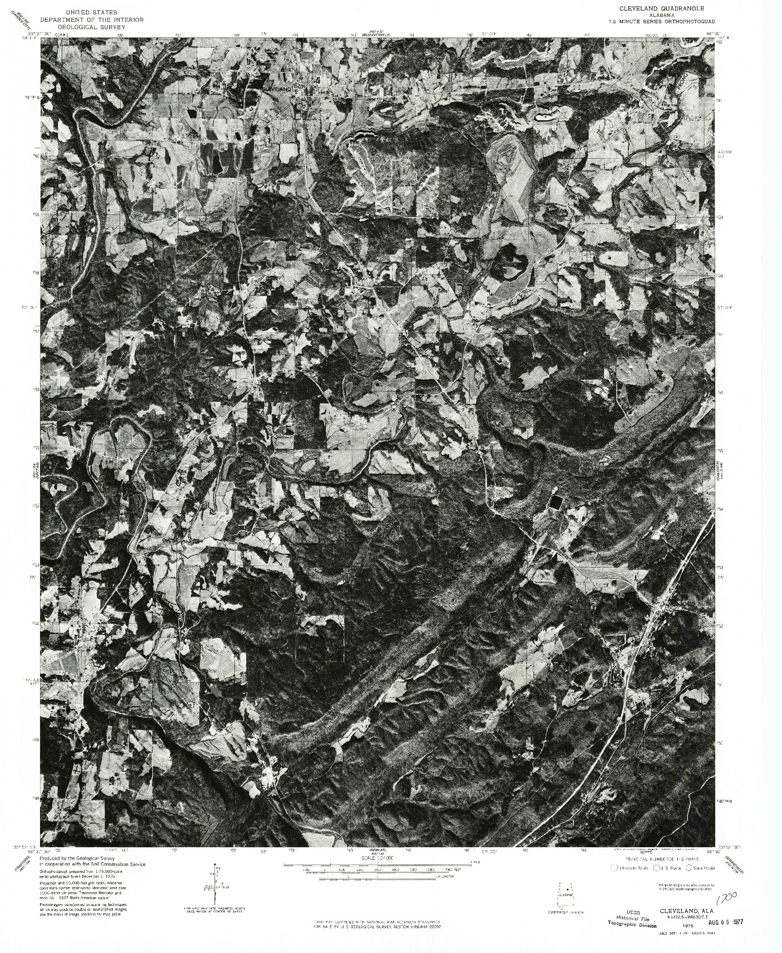 USGS 1:24000-SCALE QUADRANGLE FOR CLEVELAND, AL 1975