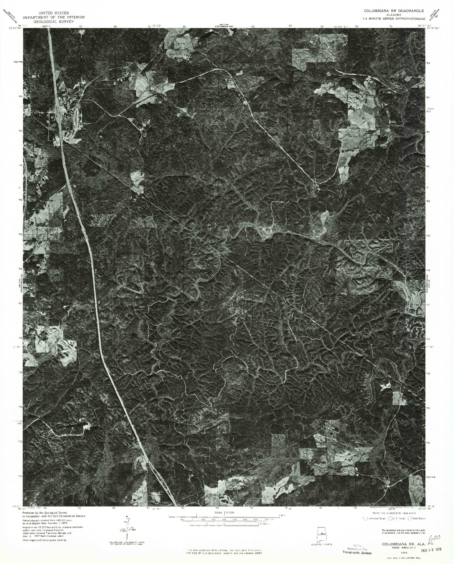 USGS 1:24000-SCALE QUADRANGLE FOR COLUMBIANA SW, AL 1975