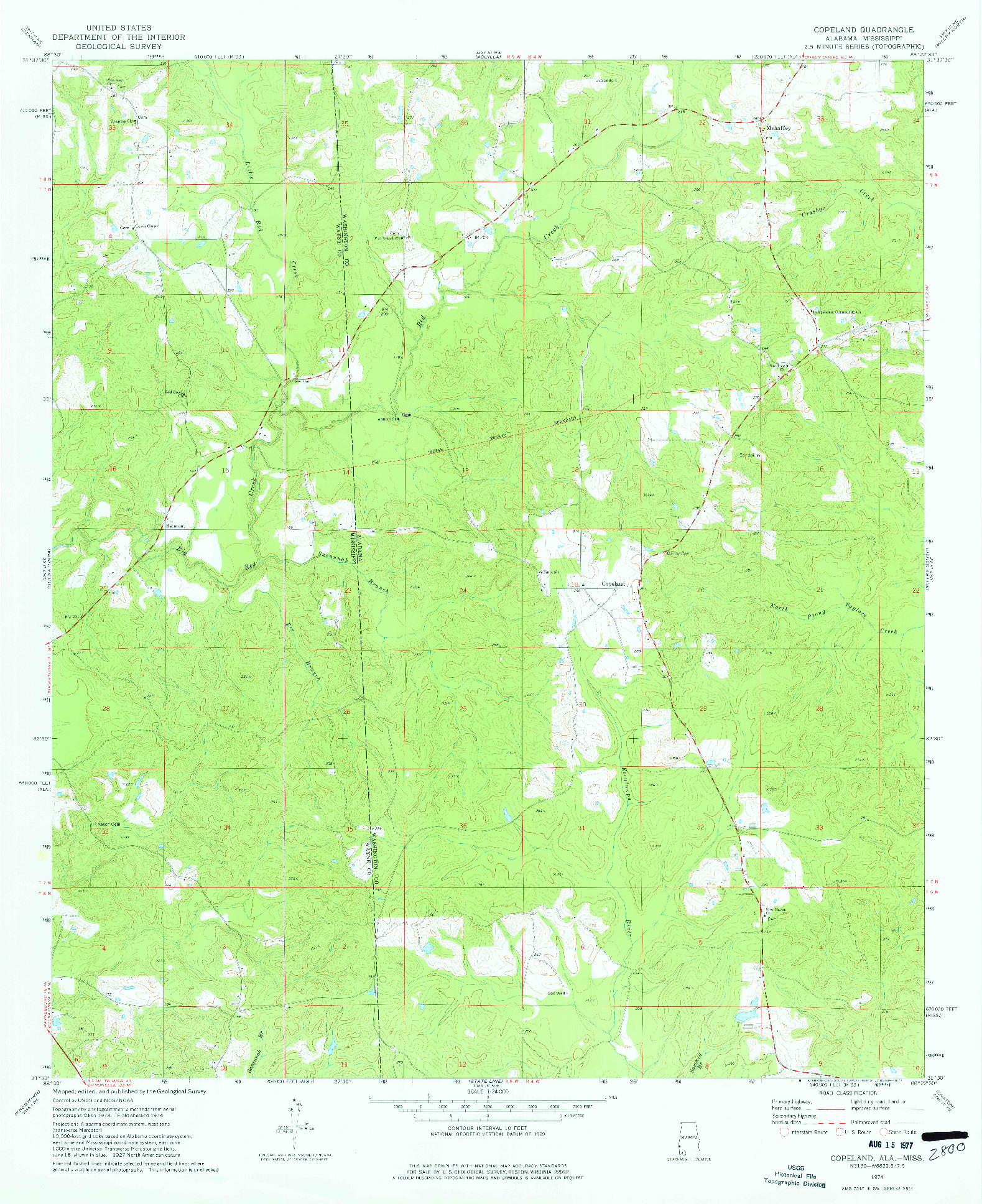 USGS 1:24000-SCALE QUADRANGLE FOR COPELAND, AL 1974