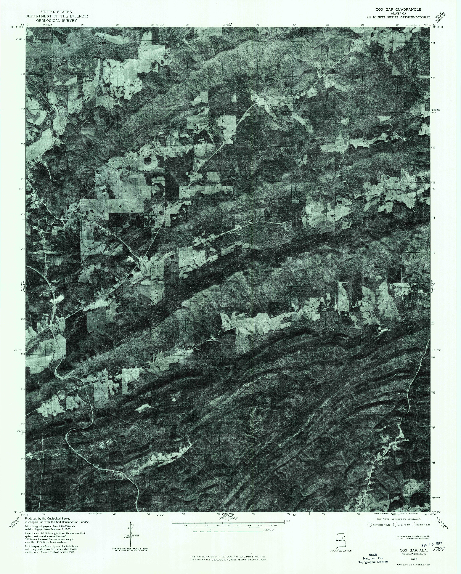 USGS 1:24000-SCALE QUADRANGLE FOR COX GAP, AL 1975