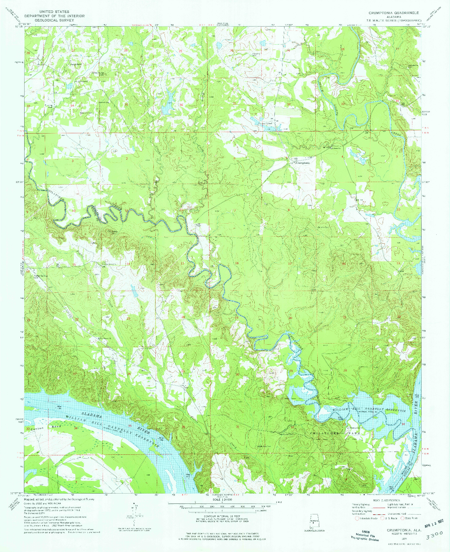 USGS 1:24000-SCALE QUADRANGLE FOR CRUMPTONIA, AL 1974