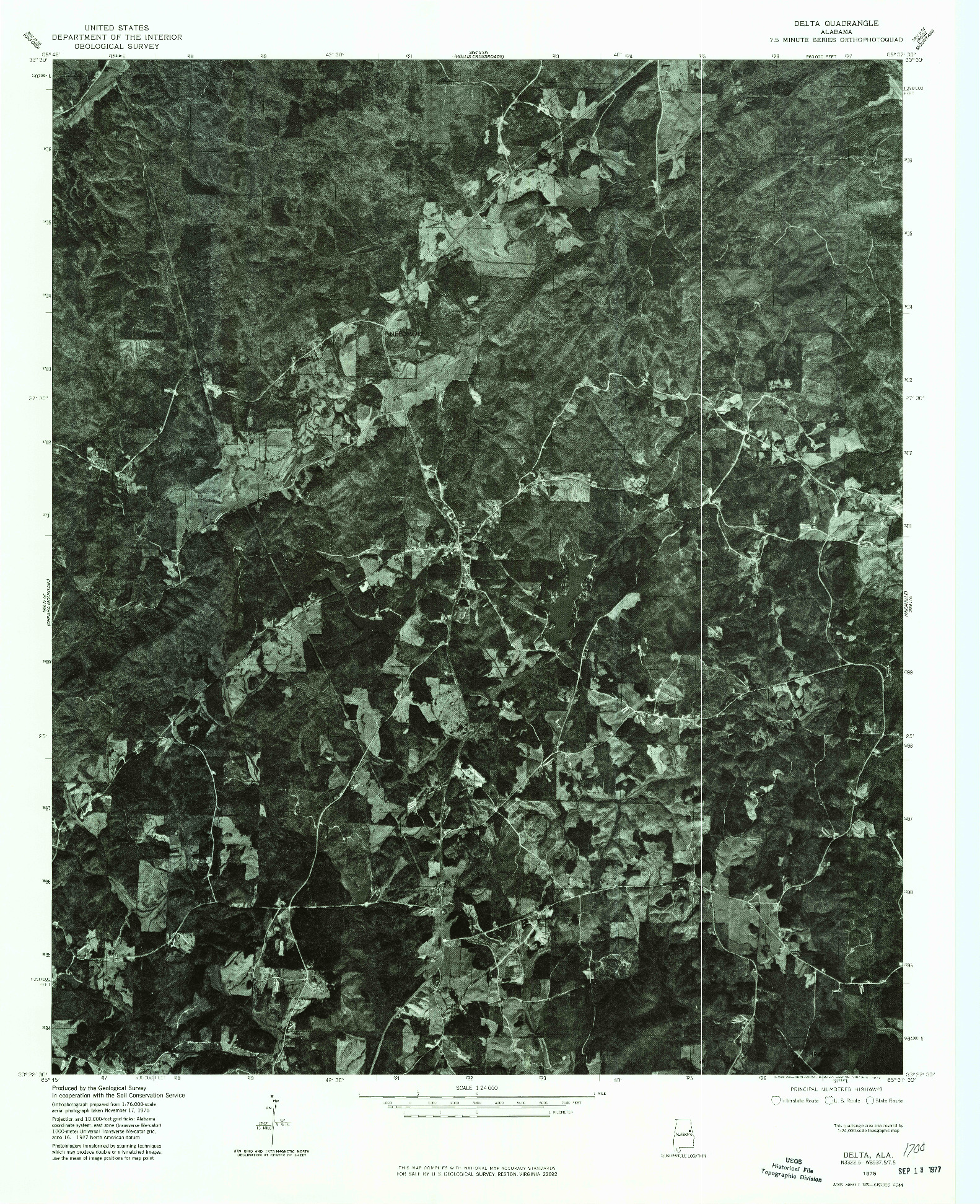 USGS 1:24000-SCALE QUADRANGLE FOR DELTA, AL 1975