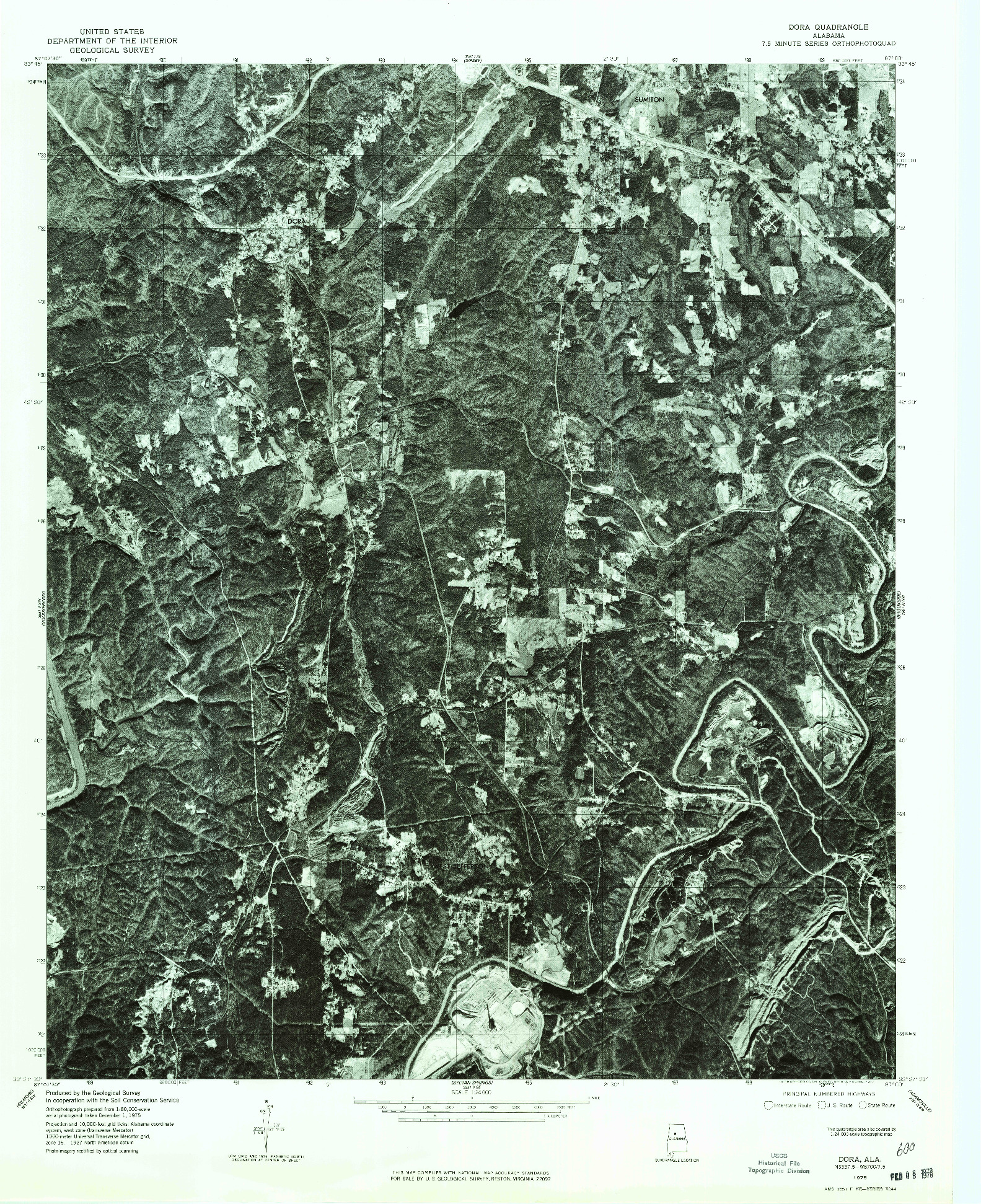 USGS 1:24000-SCALE QUADRANGLE FOR DORA, AL 1975