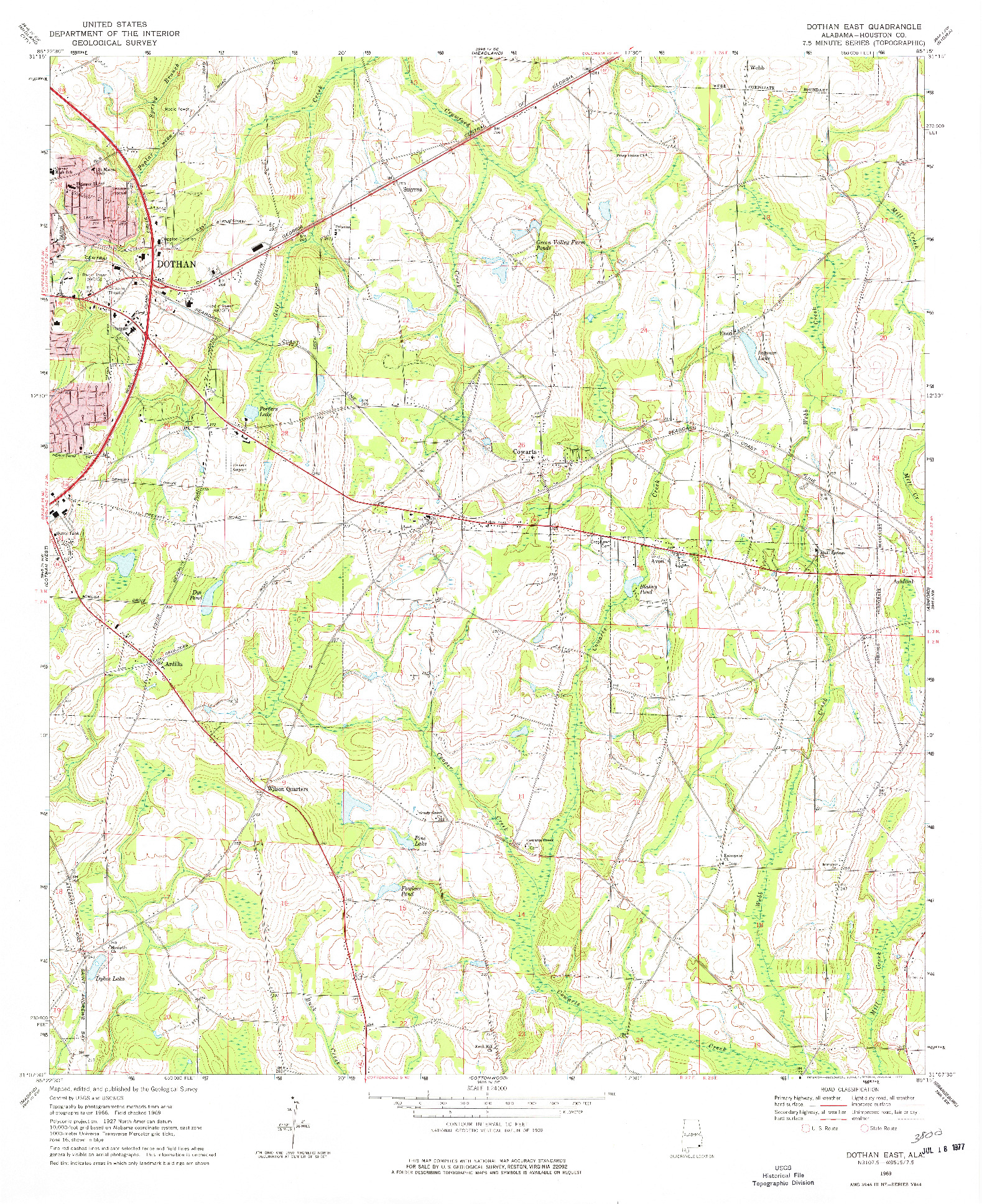 USGS 1:24000-SCALE QUADRANGLE FOR DOTHAN EAST, AL 1969