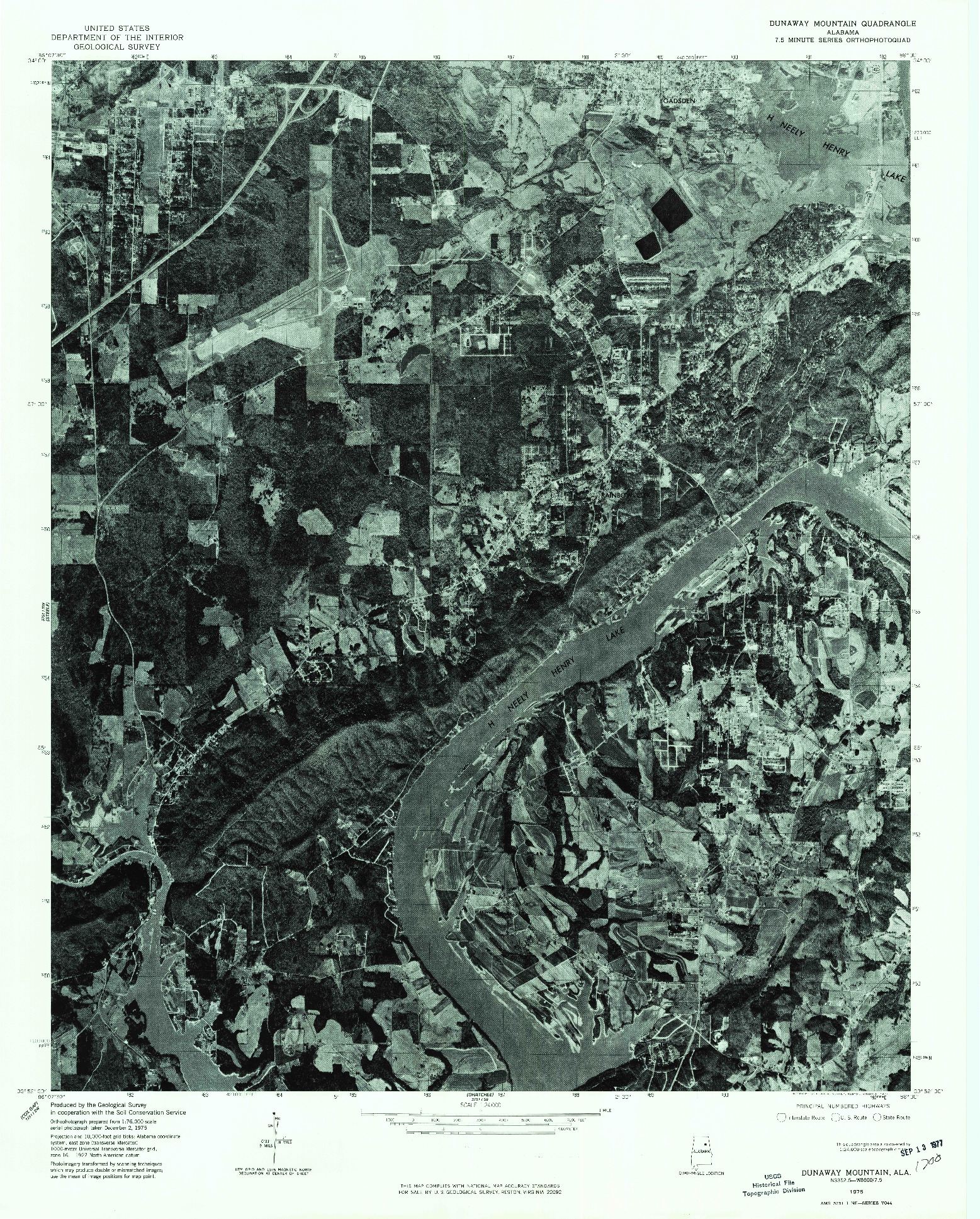 USGS 1:24000-SCALE QUADRANGLE FOR DUNAWAY MOUNTAIN, AL 1975