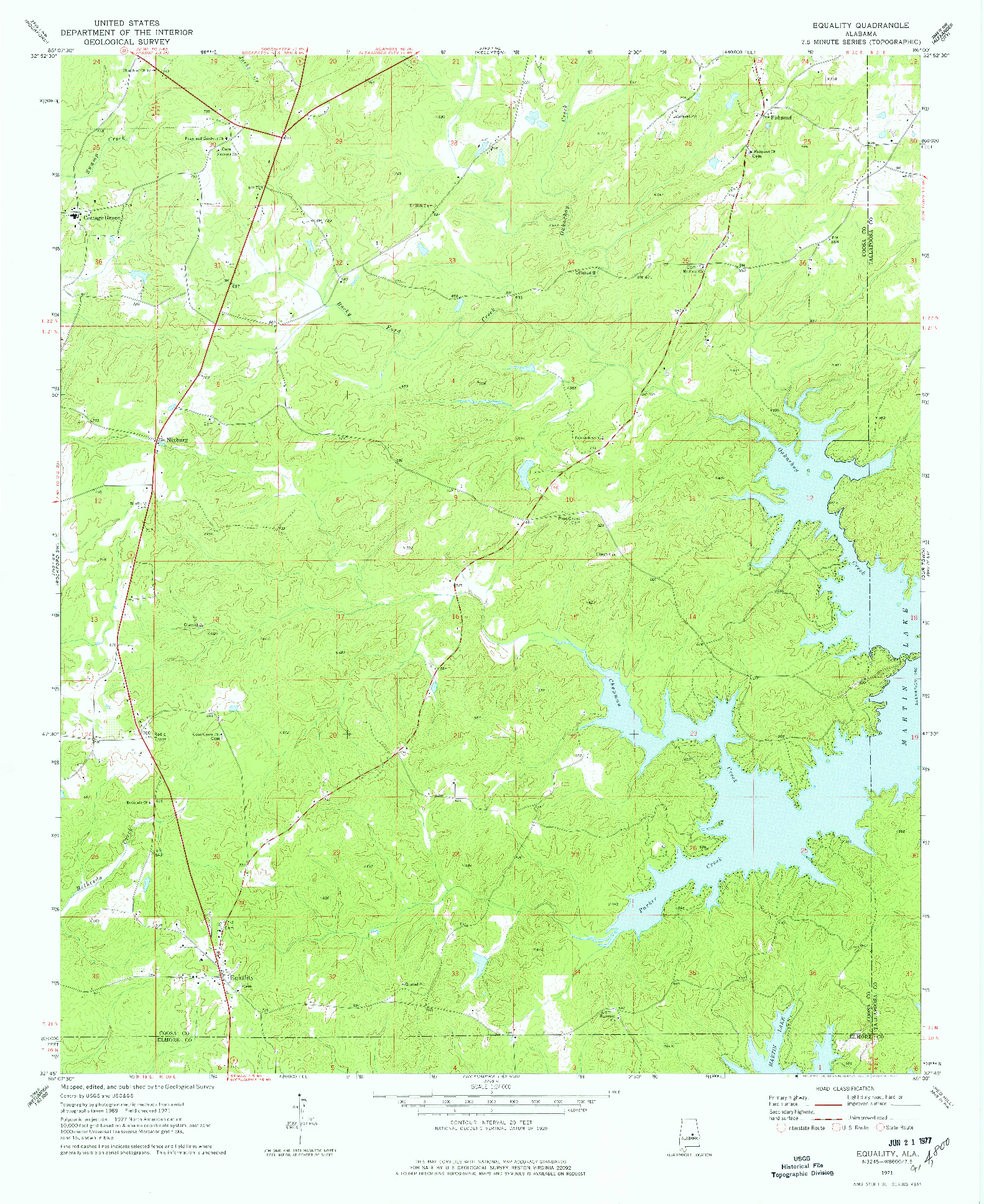 USGS 1:24000-SCALE QUADRANGLE FOR EQUALITY, AL 1971