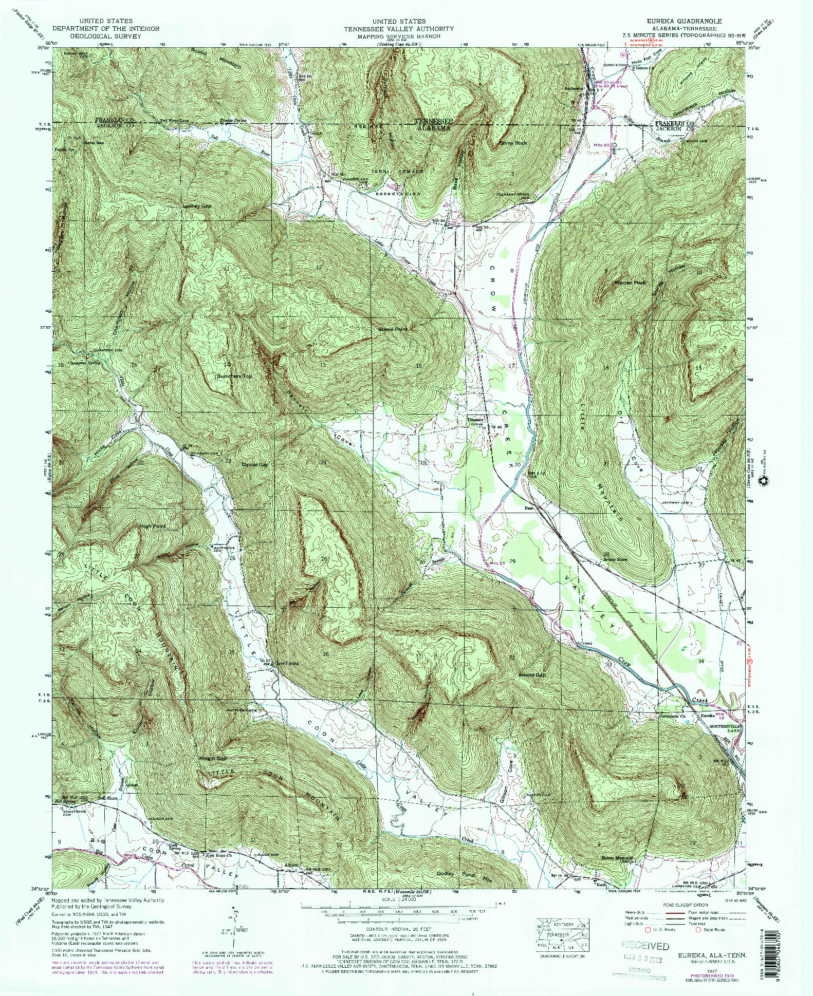 USGS 1:24000-SCALE QUADRANGLE FOR EUREKA, AL 1947