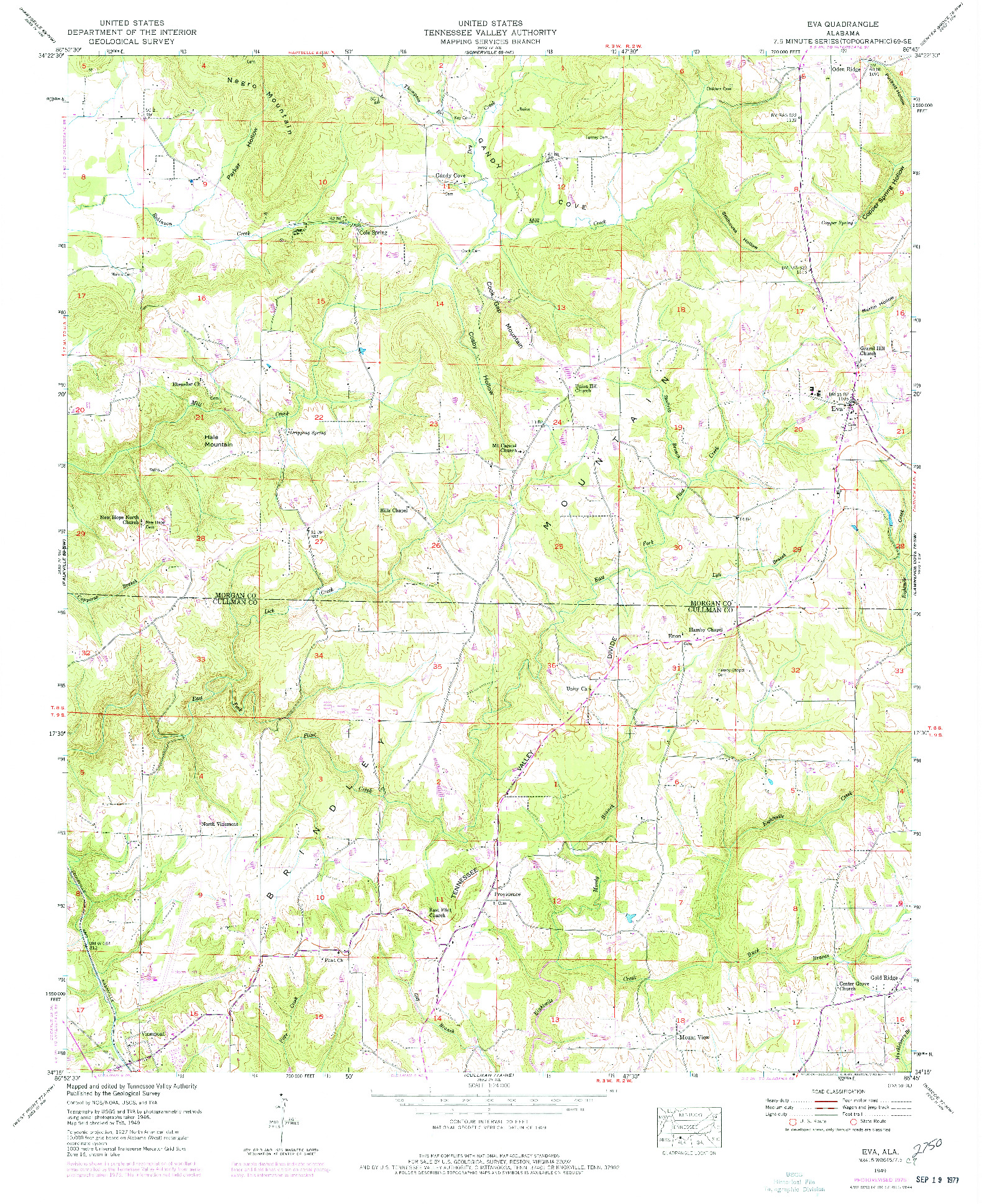 USGS 1:24000-SCALE QUADRANGLE FOR EVA, AL 1949