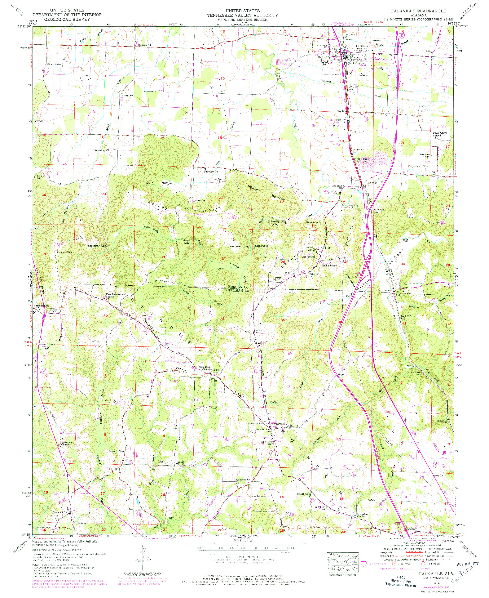 USGS 1:24000-SCALE QUADRANGLE FOR FALKVILLE, AL 1949