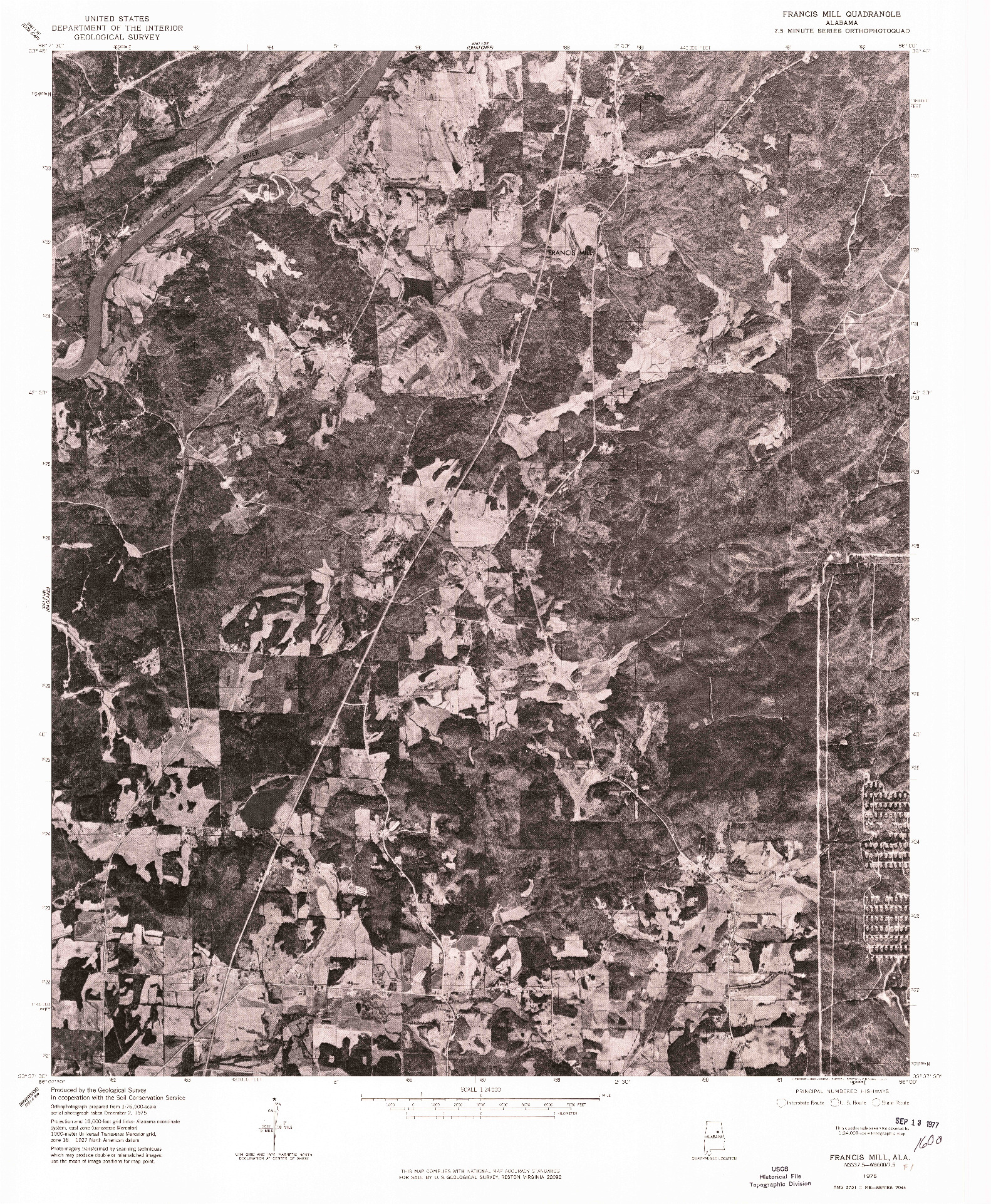 USGS 1:24000-SCALE QUADRANGLE FOR FRANCIS MILL, AL 1975