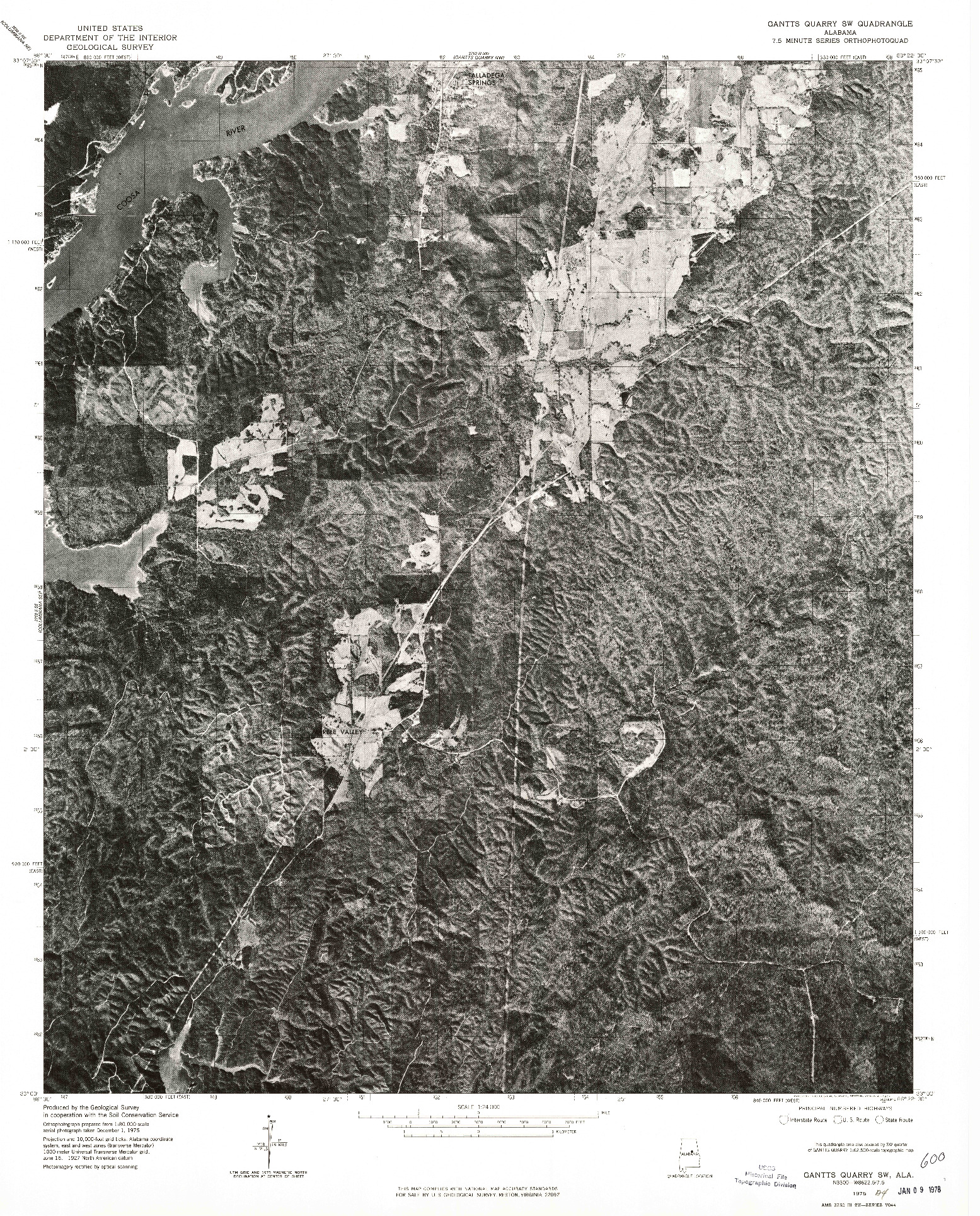 USGS 1:24000-SCALE QUADRANGLE FOR GANTTS QUARRY SW, AL 1975