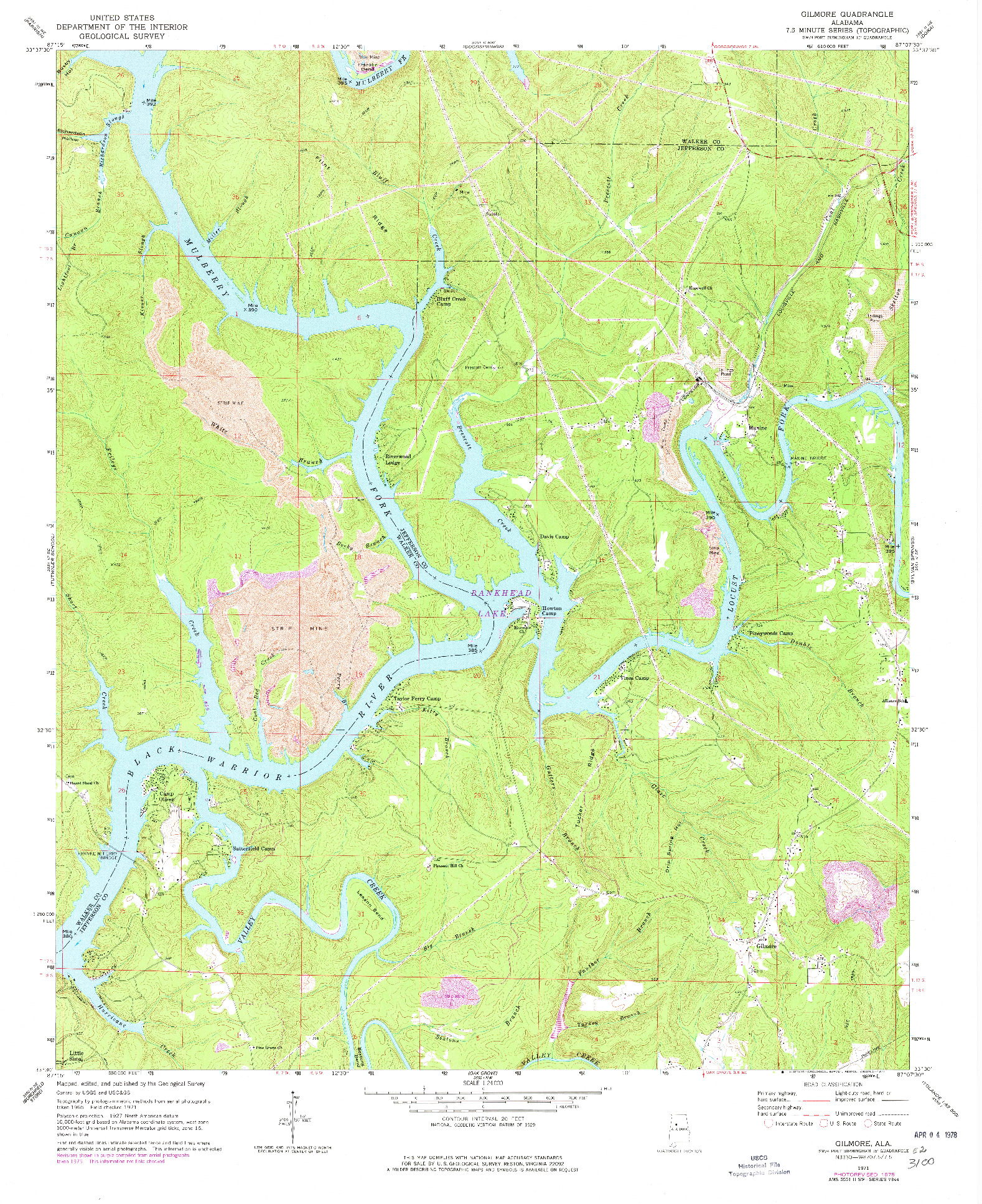 USGS 1:24000-SCALE QUADRANGLE FOR GILMORE, AL 1971