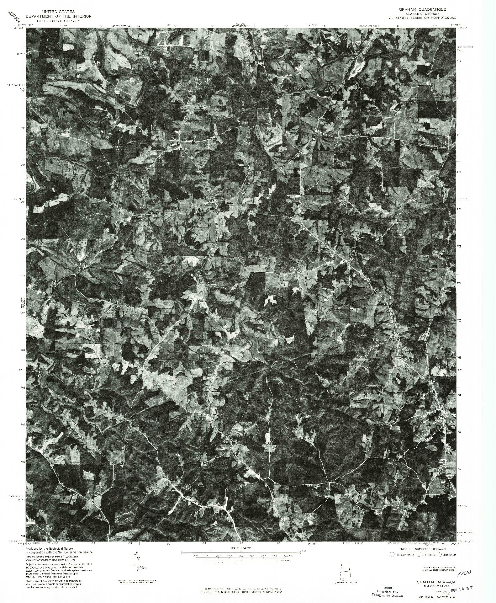 USGS 1:24000-SCALE QUADRANGLE FOR GRAHAM, AL 1975