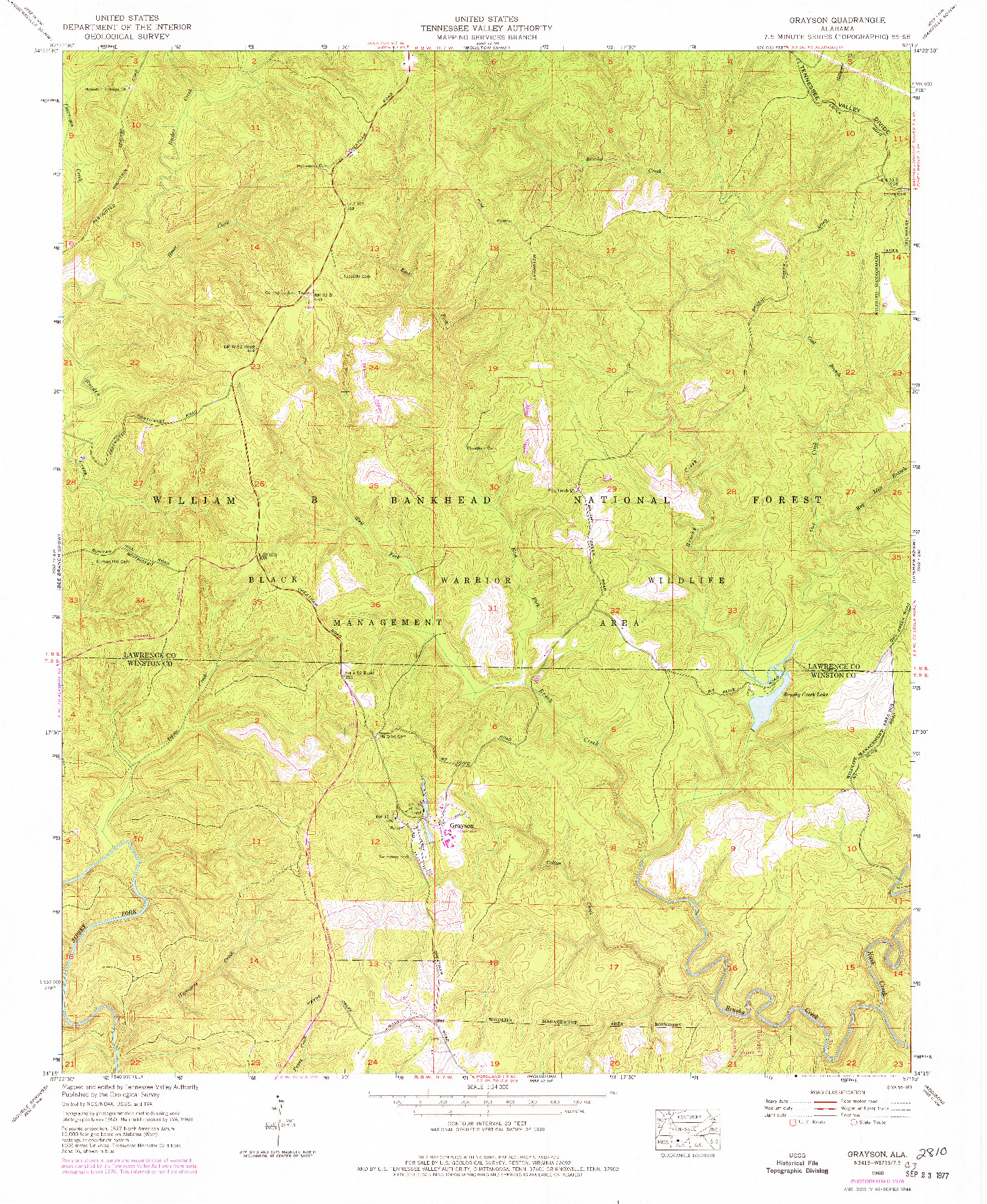 USGS 1:24000-SCALE QUADRANGLE FOR GRAYSON, AL 1960