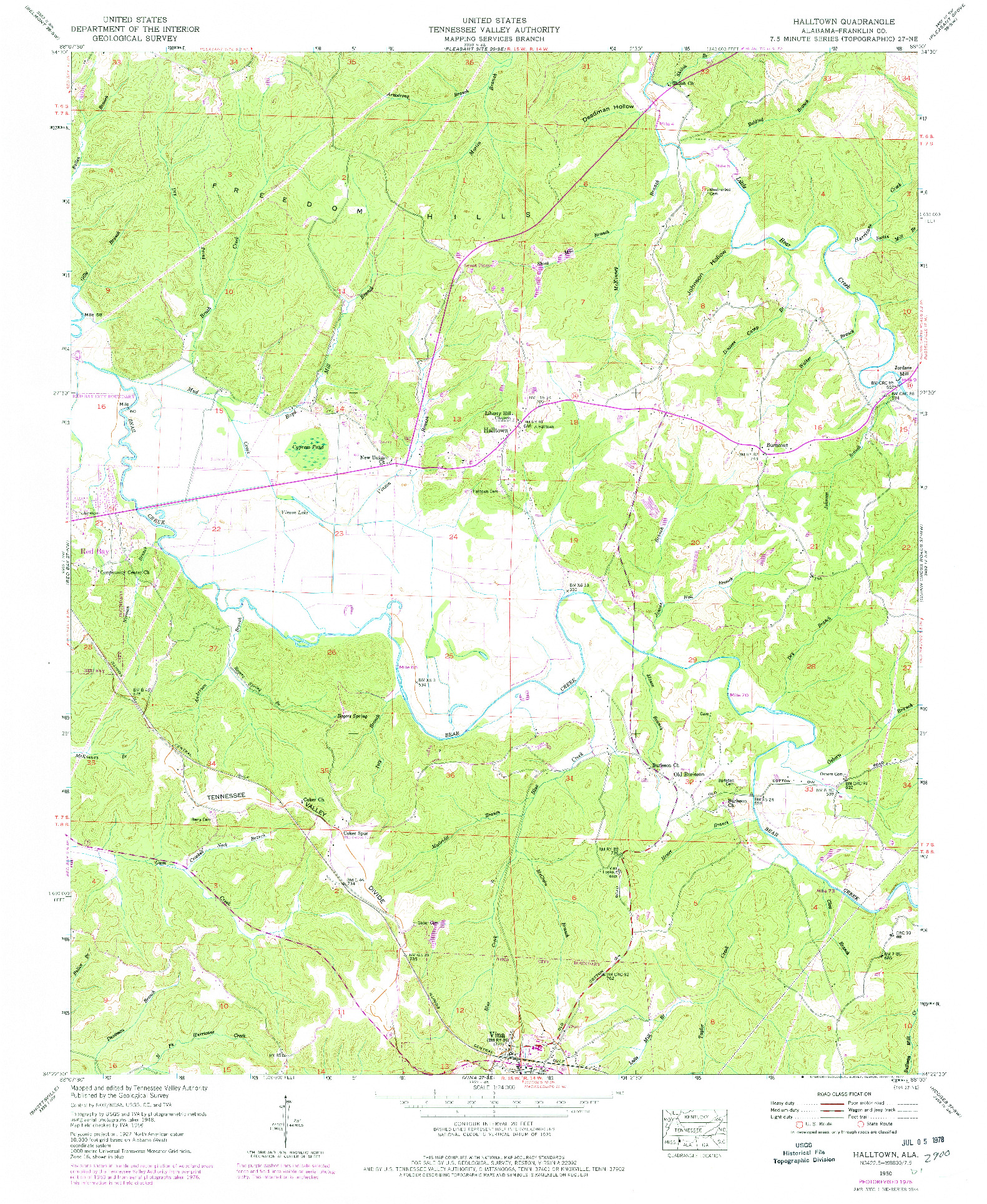 USGS 1:24000-SCALE QUADRANGLE FOR HALLTOWN, AL 1950