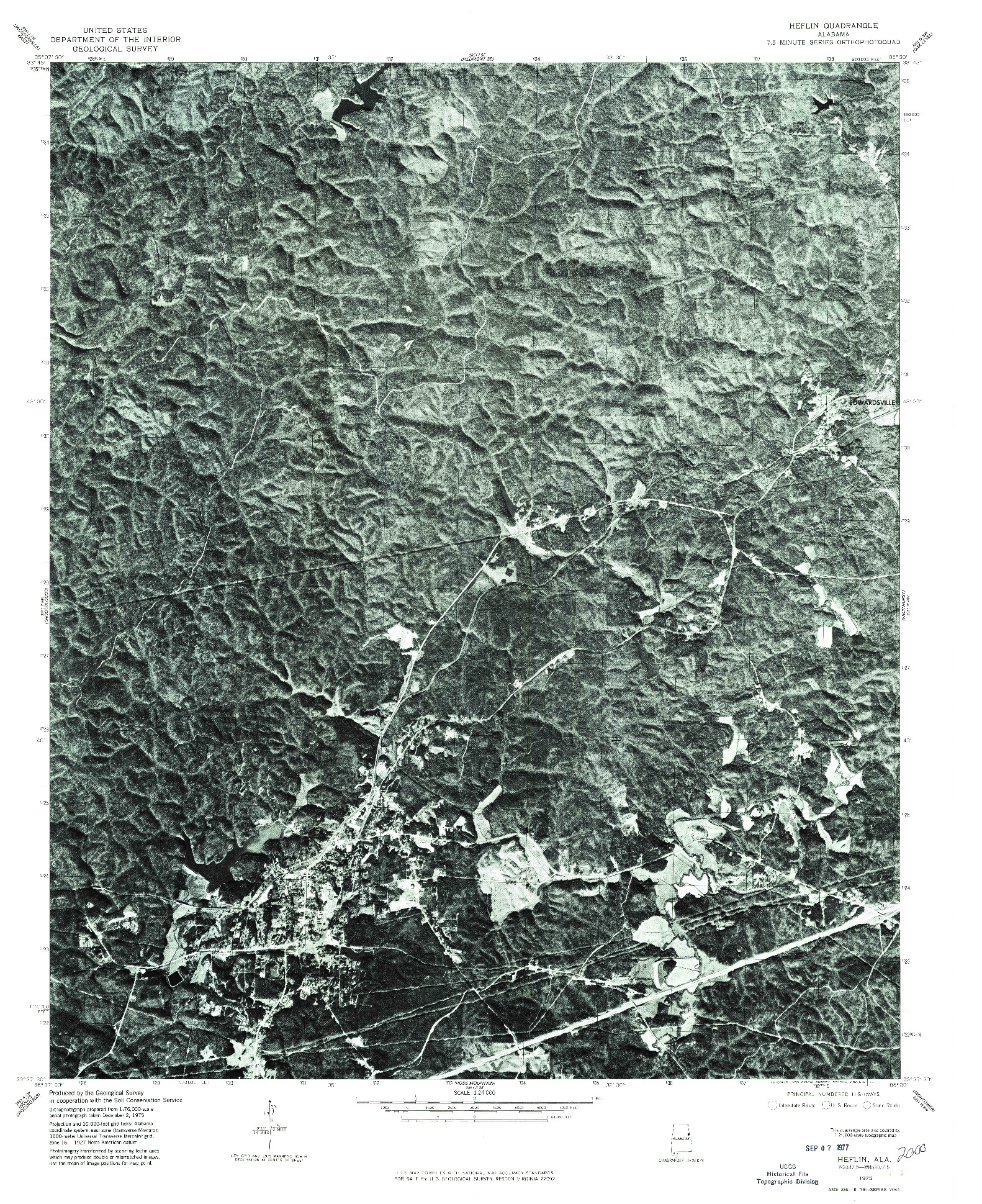 USGS 1:24000-SCALE QUADRANGLE FOR HEFLIN, AL 1975