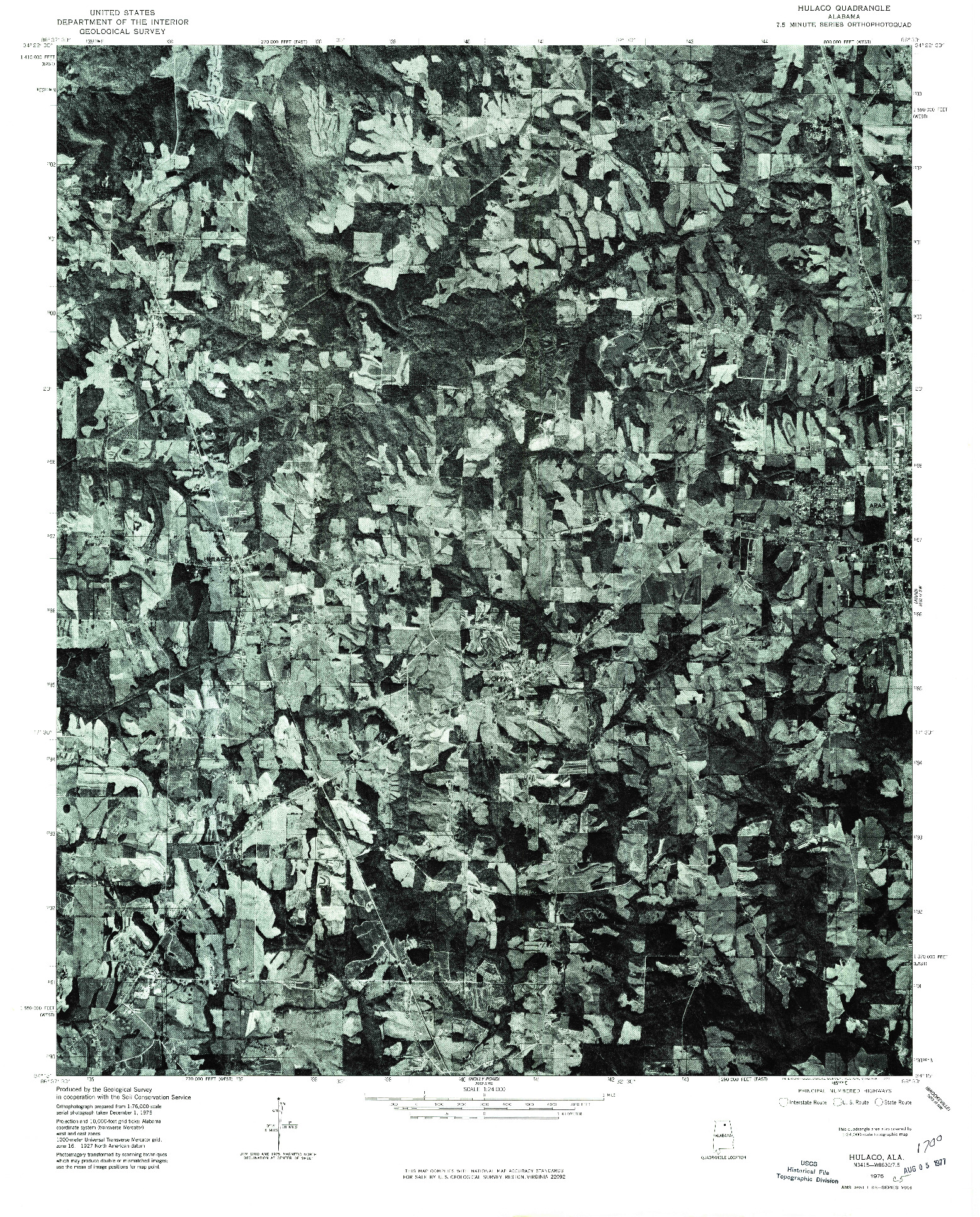 USGS 1:24000-SCALE QUADRANGLE FOR HULACO, AL 1975