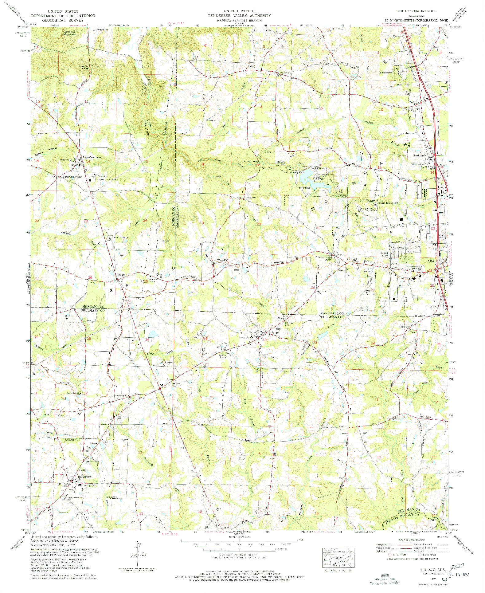 USGS 1:24000-SCALE QUADRANGLE FOR HULACO, AL 1976