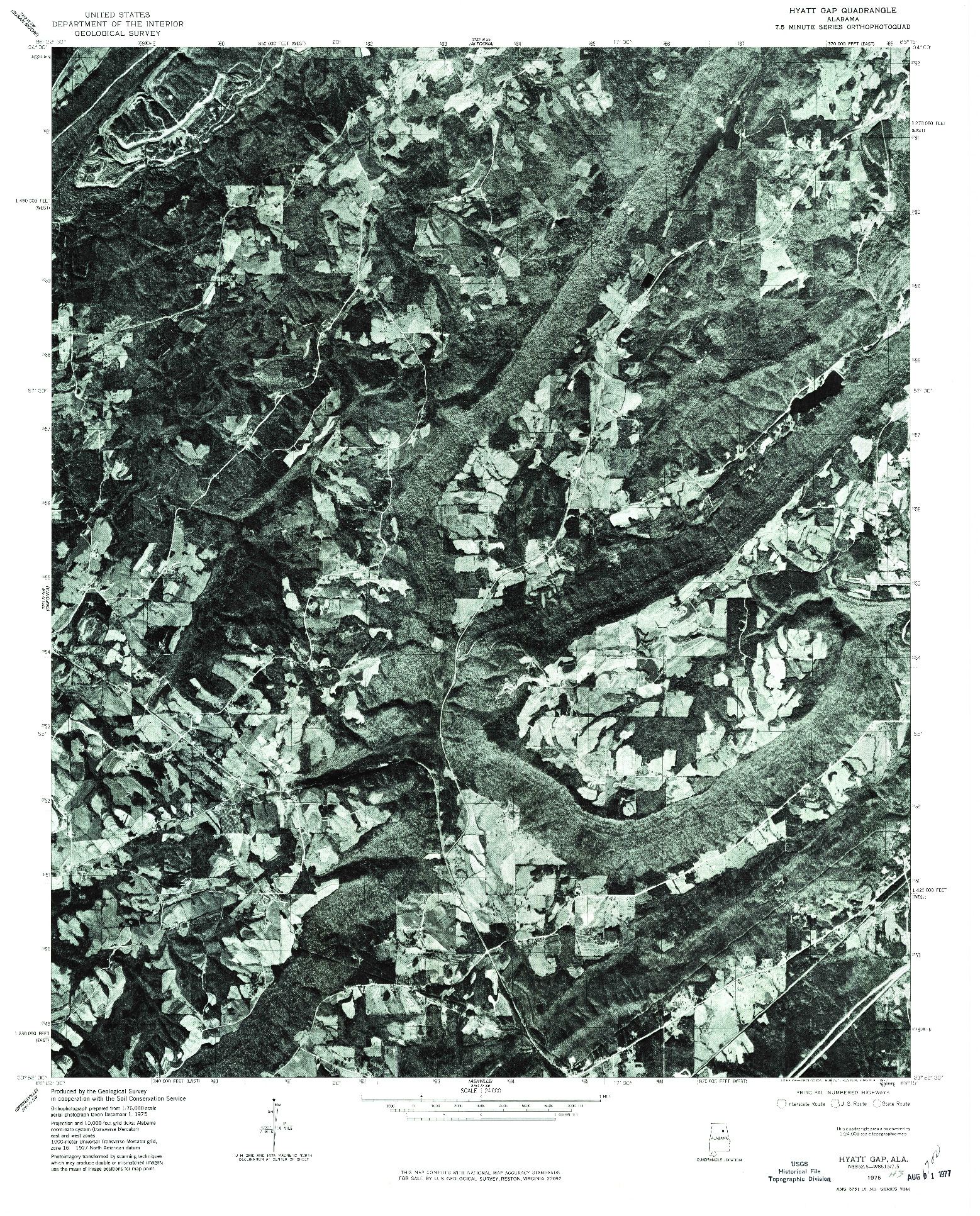 USGS 1:24000-SCALE QUADRANGLE FOR HYATT GAP, AL 1975