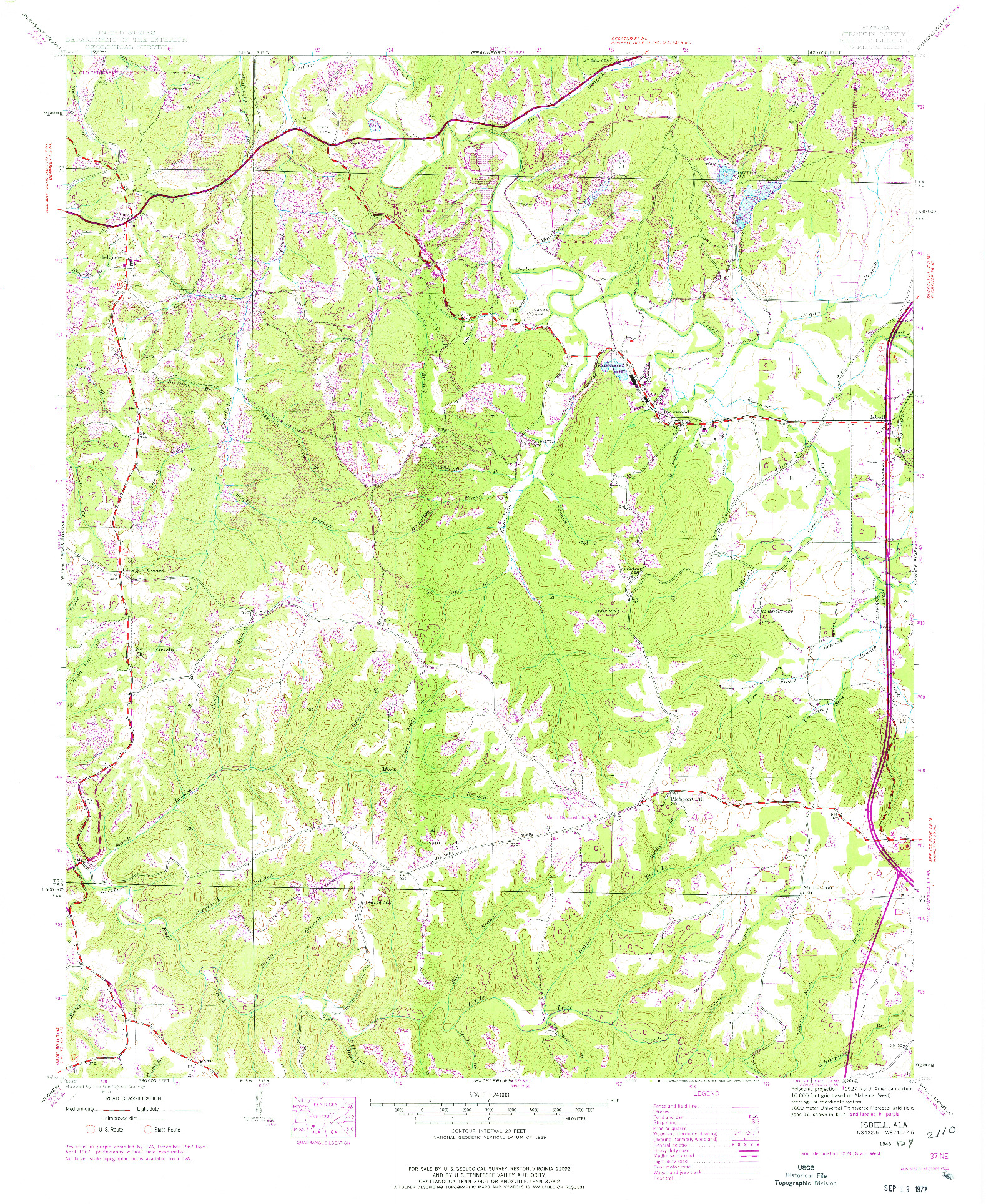 USGS 1:24000-SCALE QUADRANGLE FOR ISBELL, AL 1945