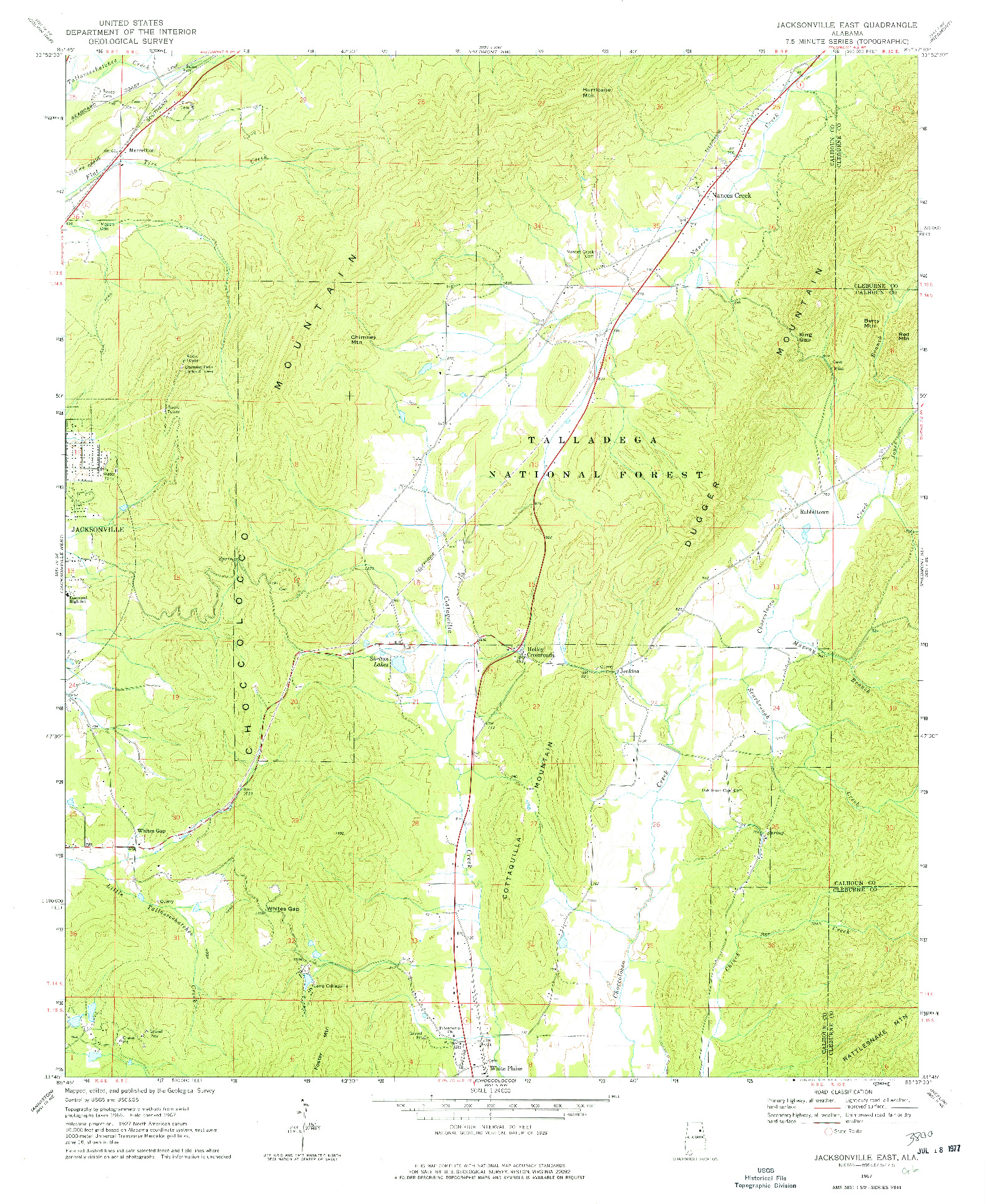 USGS 1:24000-SCALE QUADRANGLE FOR JACKSONVILLE EAST, AL 1967