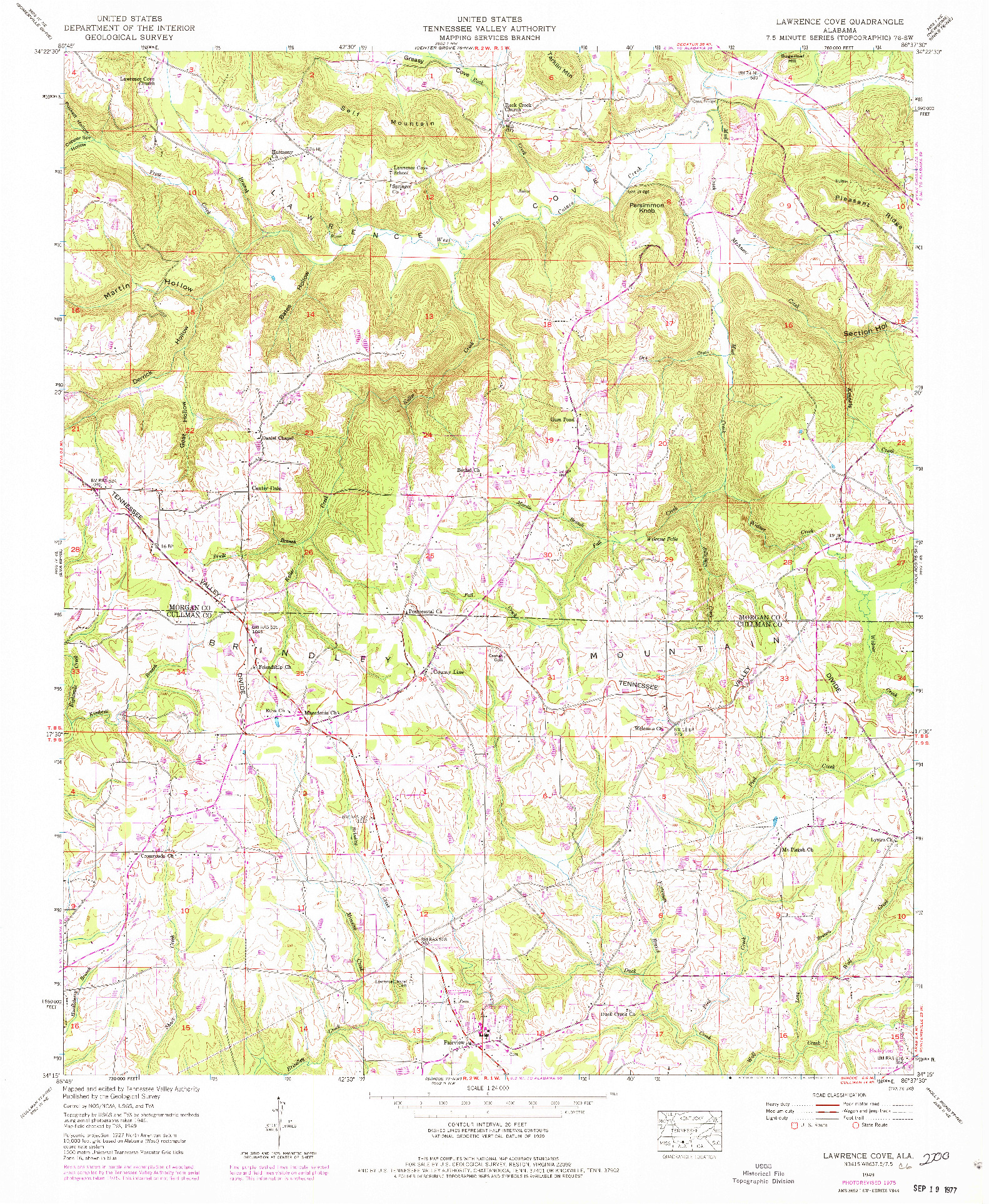 USGS 1:24000-SCALE QUADRANGLE FOR LAWRENCE COVE, AL 1949