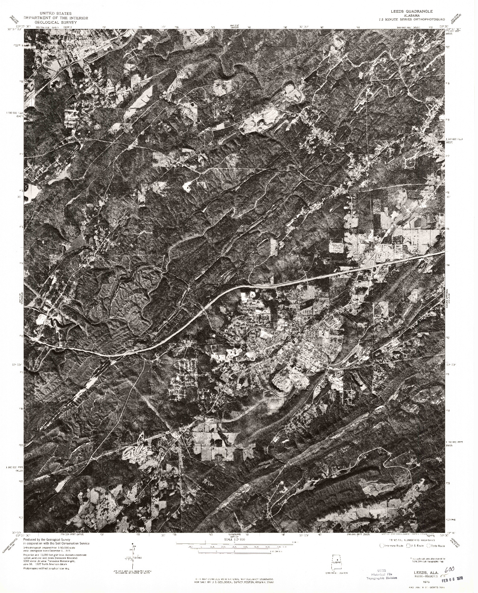 USGS 1:24000-SCALE QUADRANGLE FOR LEEDS, AL 1975