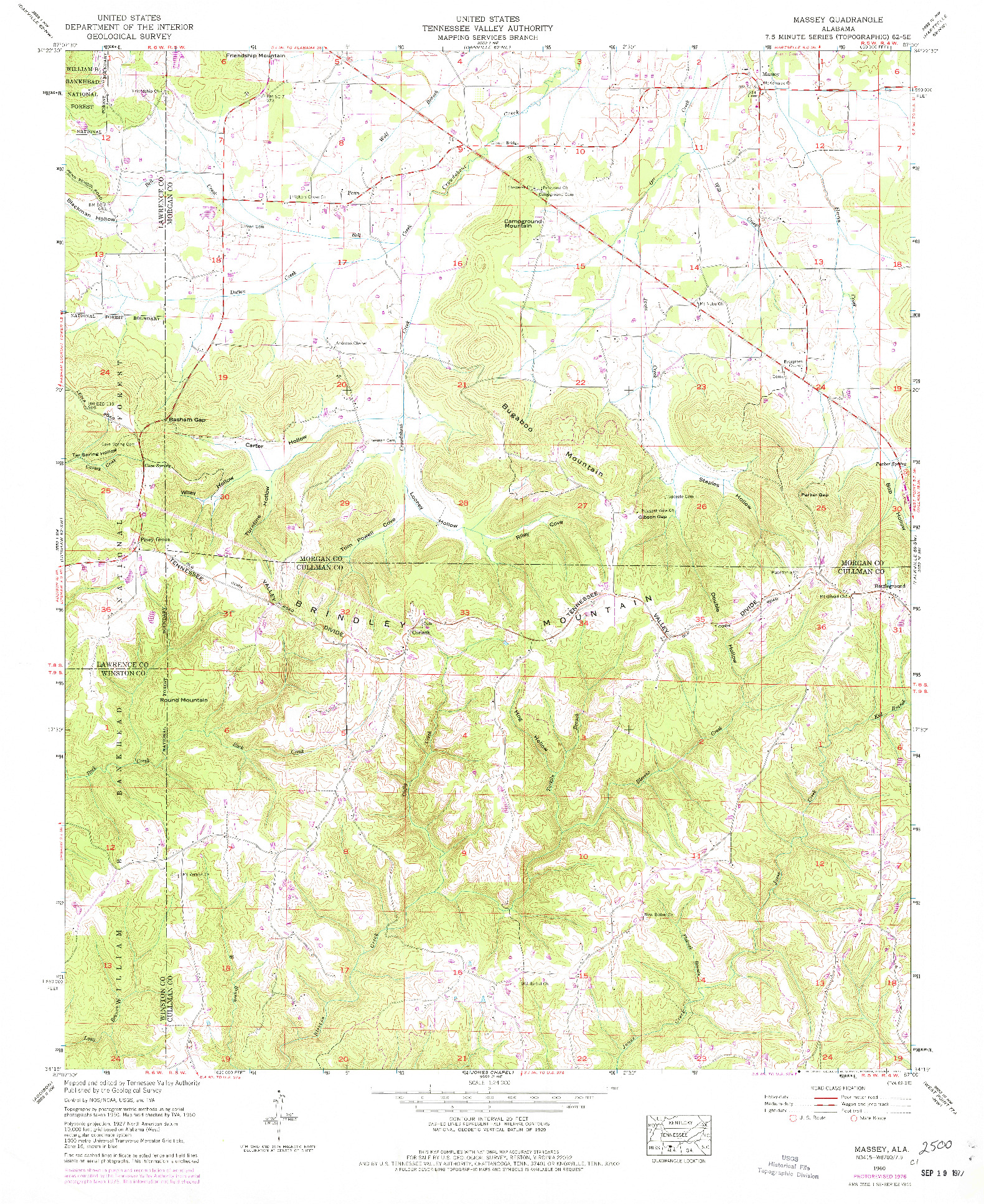 USGS 1:24000-SCALE QUADRANGLE FOR MASSEY, AL 1960