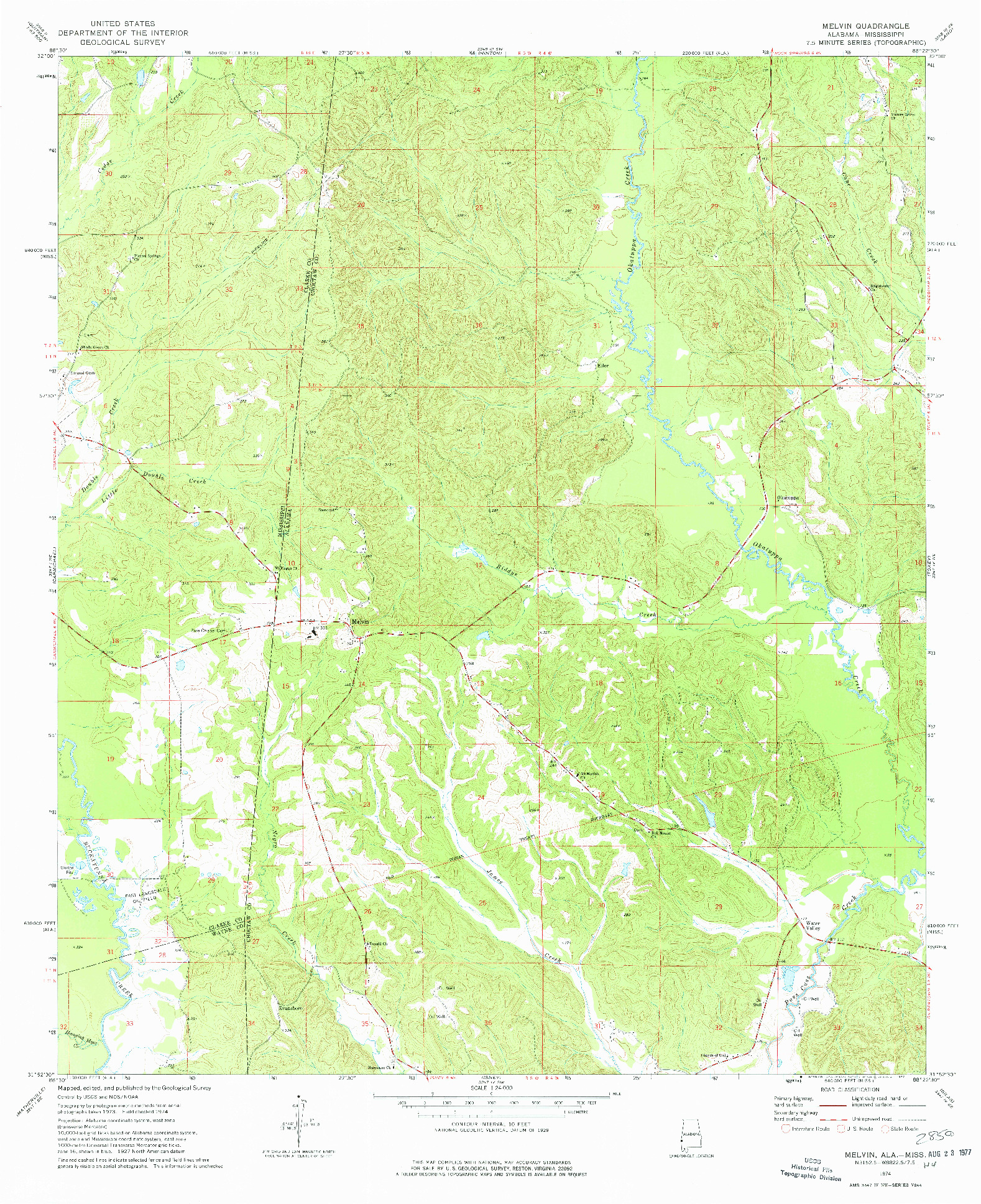 USGS 1:24000-SCALE QUADRANGLE FOR MELVIN, AL 1974