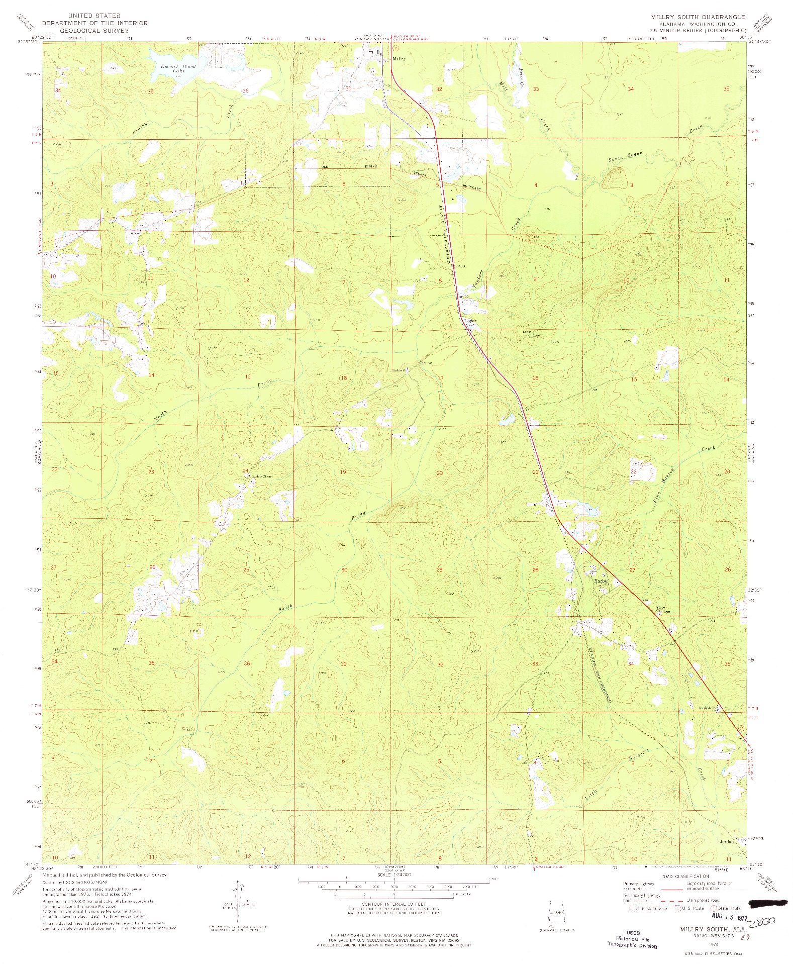 USGS 1:24000-SCALE QUADRANGLE FOR MILLRY SOUTH, AL 1974