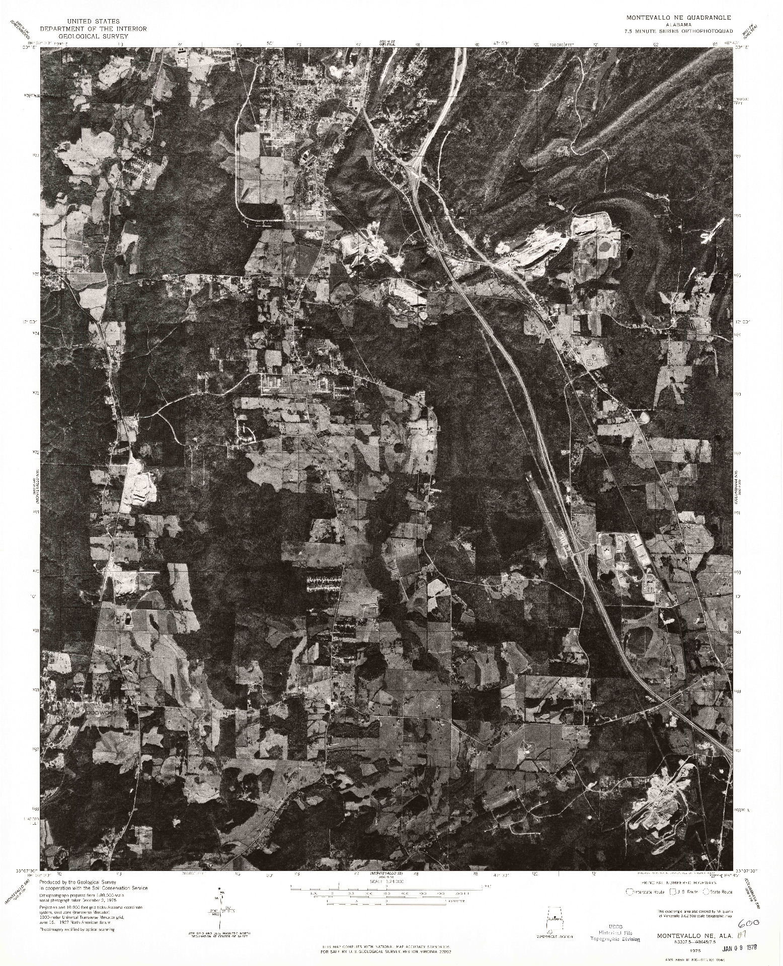 USGS 1:24000-SCALE QUADRANGLE FOR MONTEVALLO NE, AL 1975