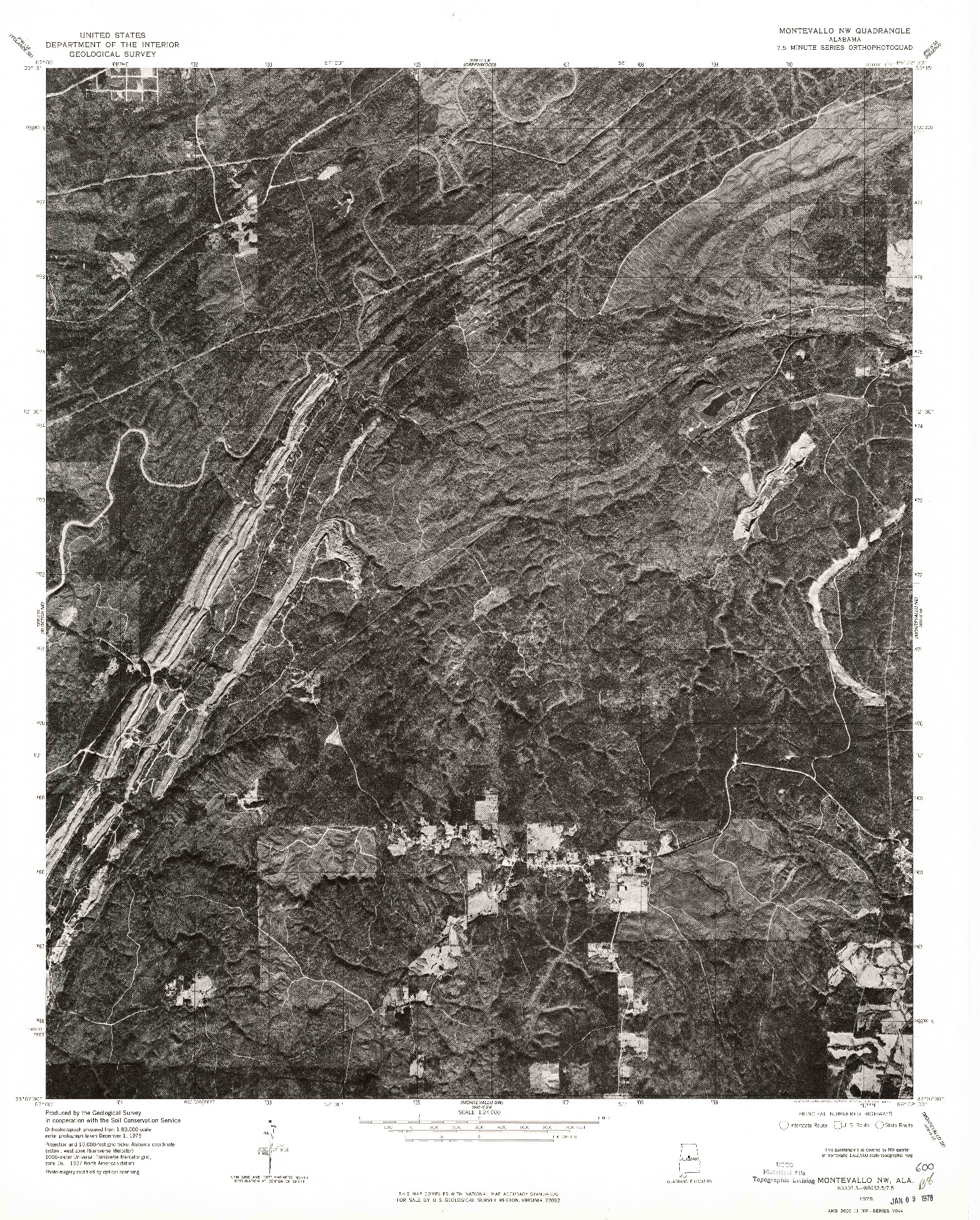 USGS 1:24000-SCALE QUADRANGLE FOR MONTEVALLO NW, AL 1975