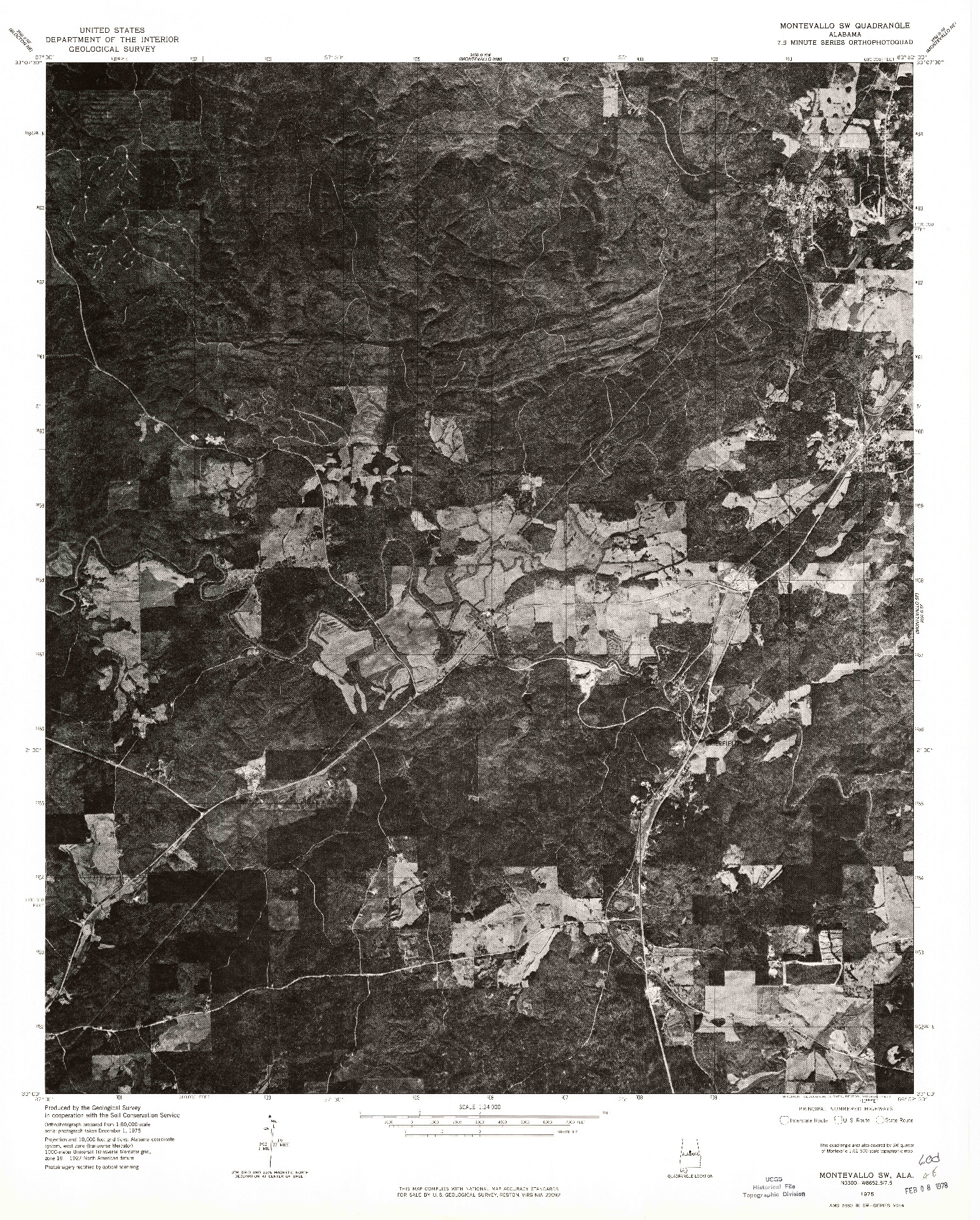 USGS 1:24000-SCALE QUADRANGLE FOR MONTEVALLO SW, AL 1975