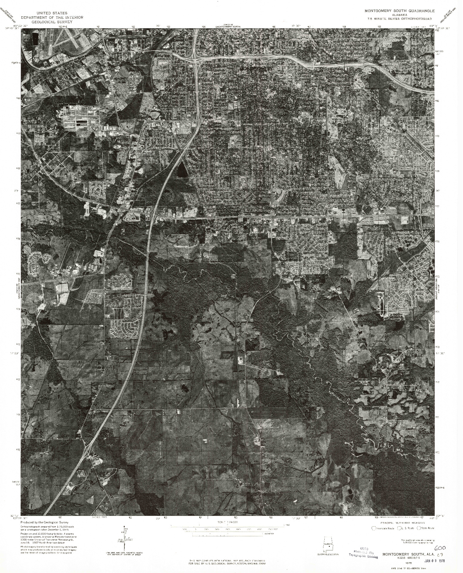 USGS 1:24000-SCALE QUADRANGLE FOR MONTGOMERY SOUTH, AL 1975