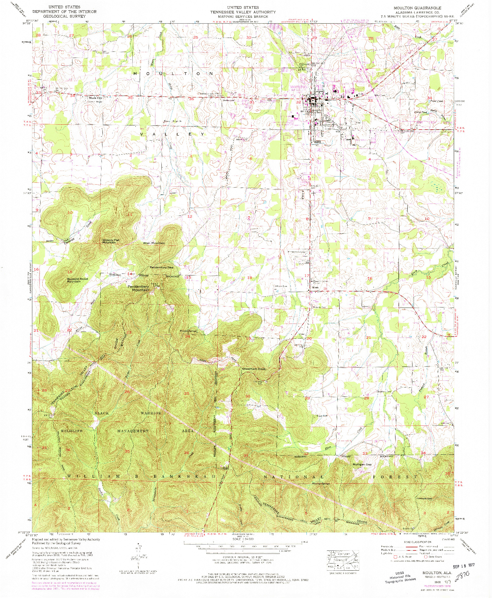 USGS 1:24000-SCALE QUADRANGLE FOR MOULTON, AL 1960