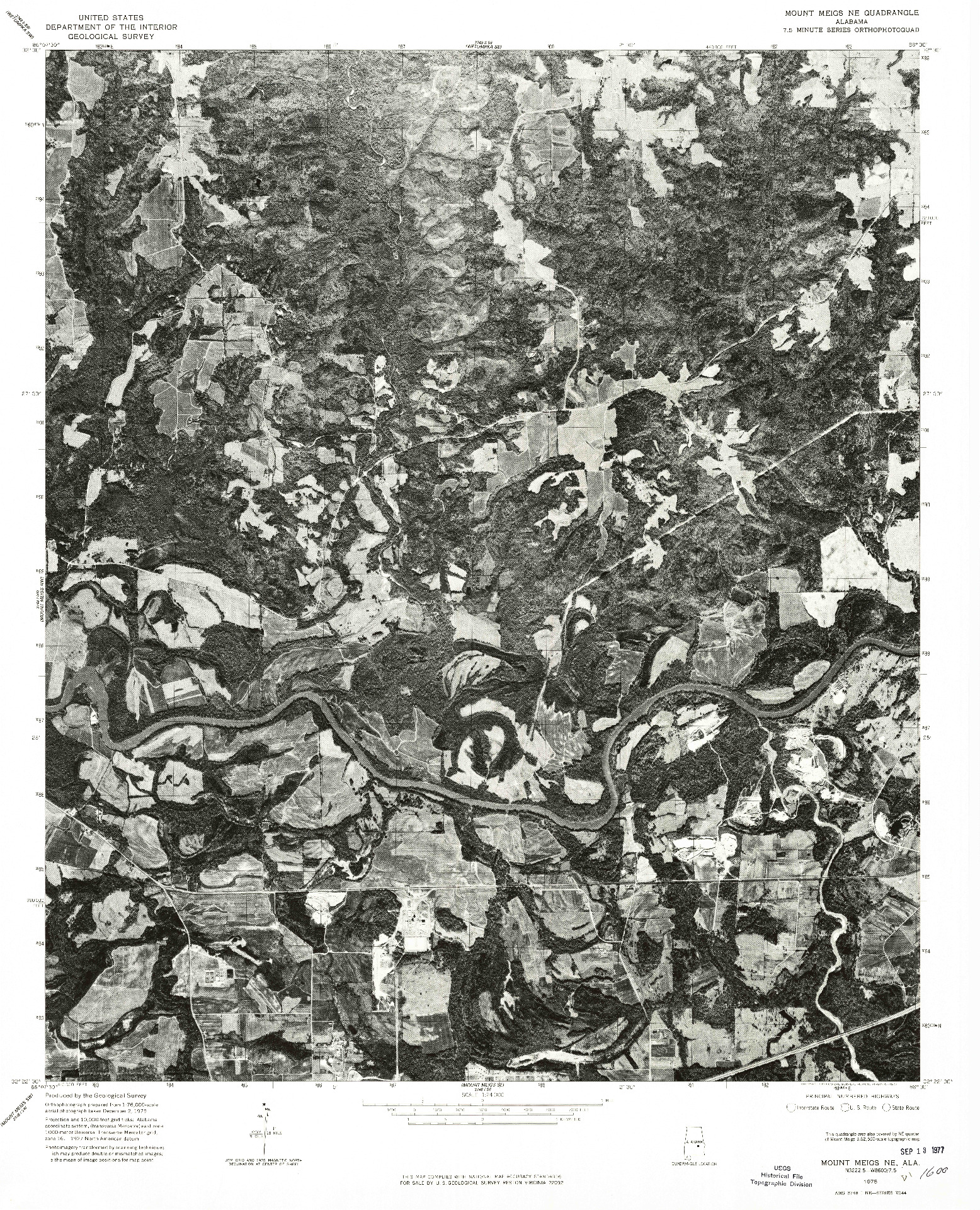 USGS 1:24000-SCALE QUADRANGLE FOR MOUNT MEIGS NE, AL 1975