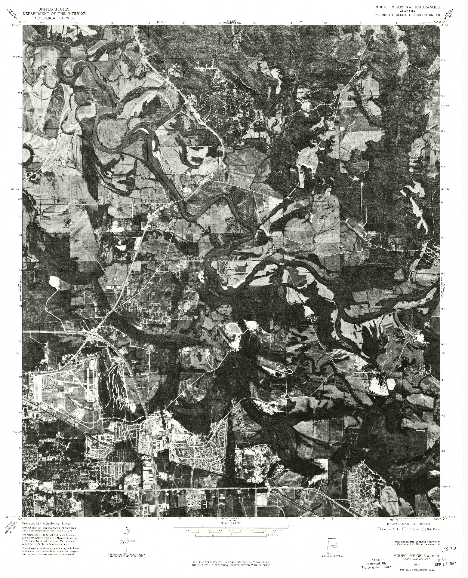 USGS 1:24000-SCALE QUADRANGLE FOR MOUNT MEIGS NW, AL 1975