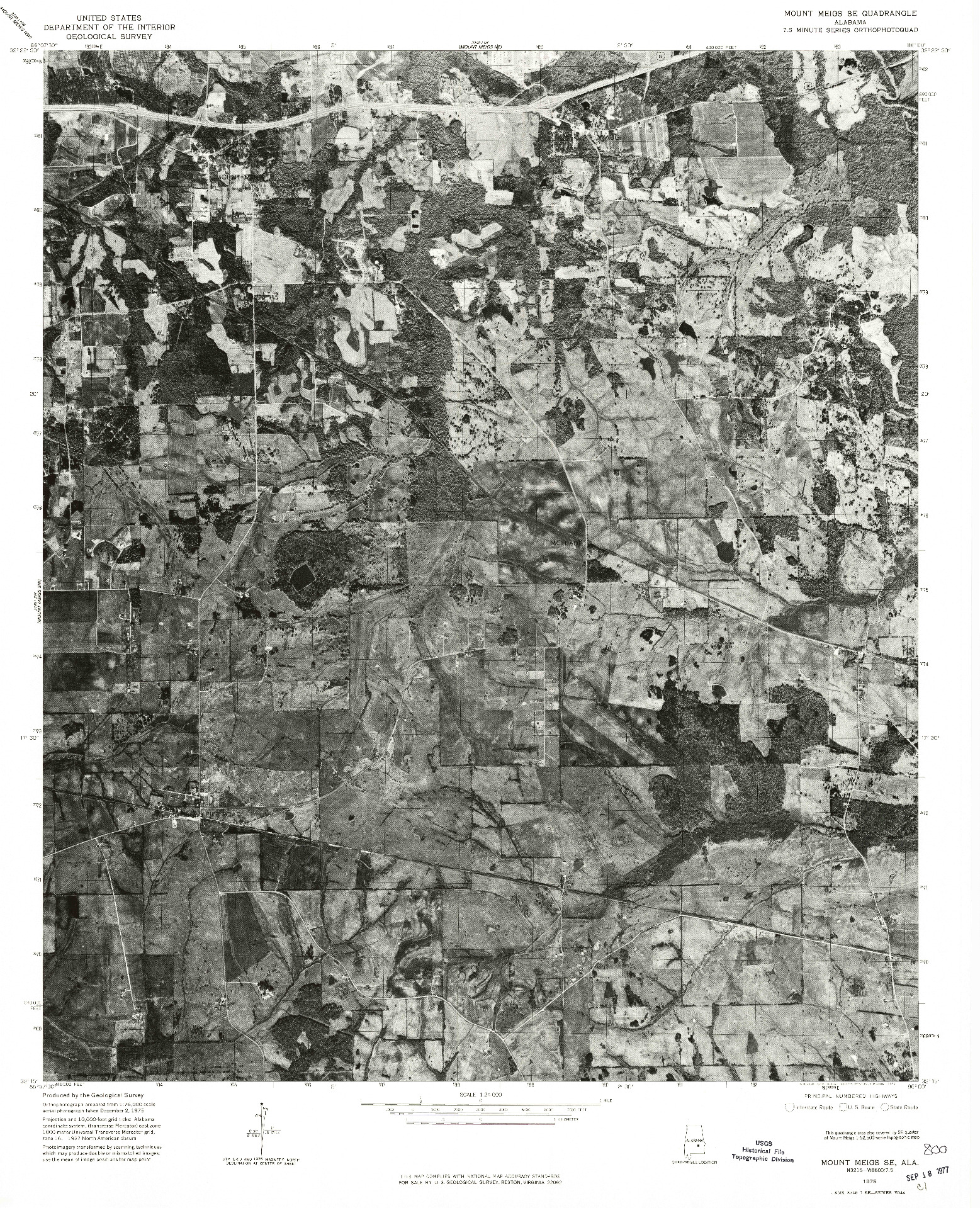 USGS 1:24000-SCALE QUADRANGLE FOR MOUNT MEIGS SE, AL 1975