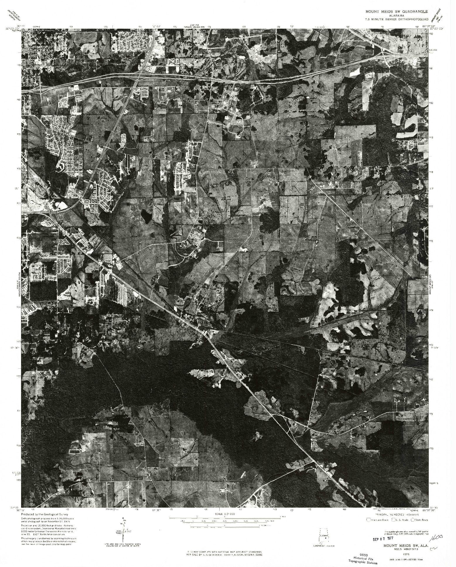 USGS 1:24000-SCALE QUADRANGLE FOR MOUNT MEIGS SW, AL 1975