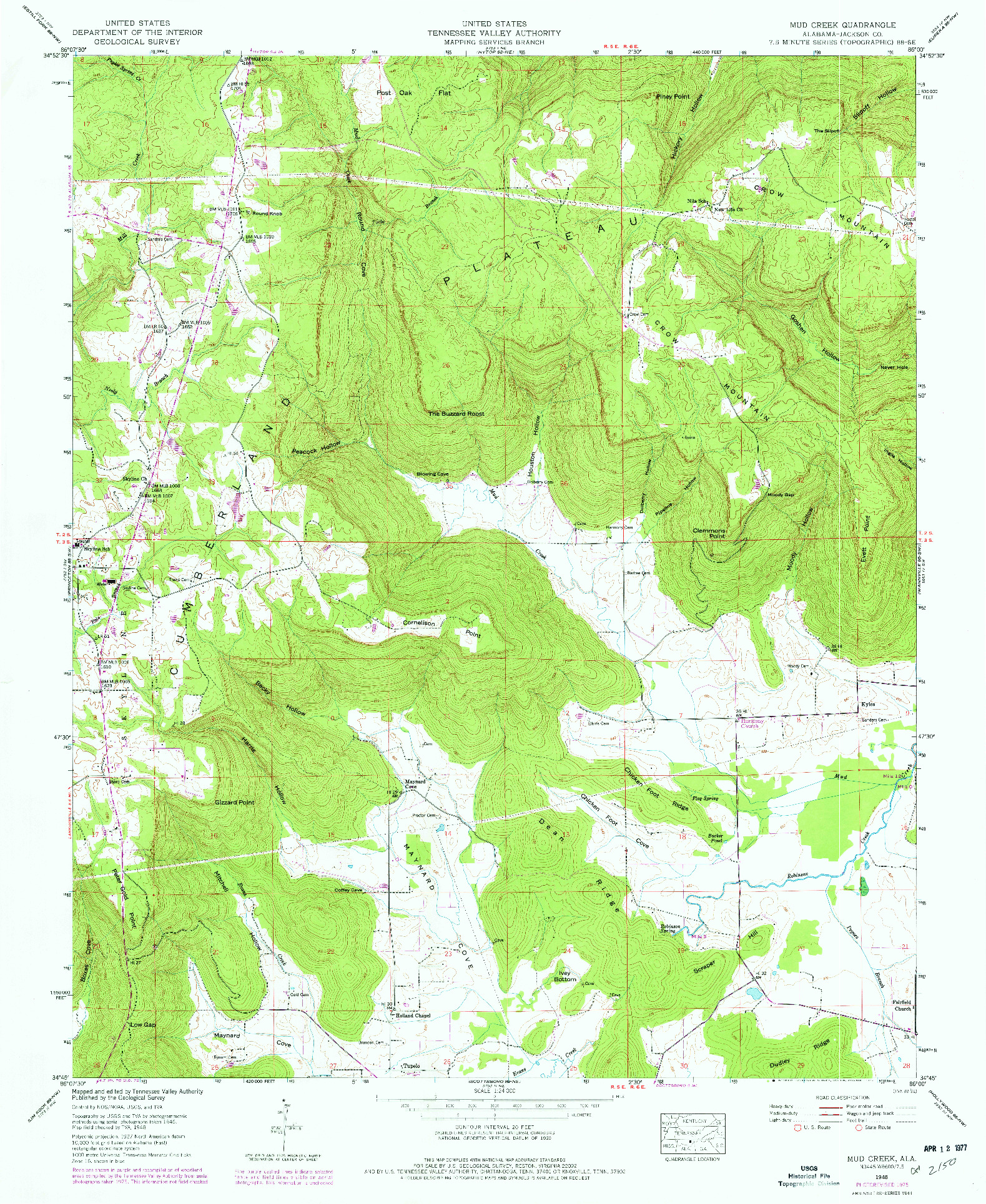 USGS 1:24000-SCALE QUADRANGLE FOR MUD CREEK, AL 1948