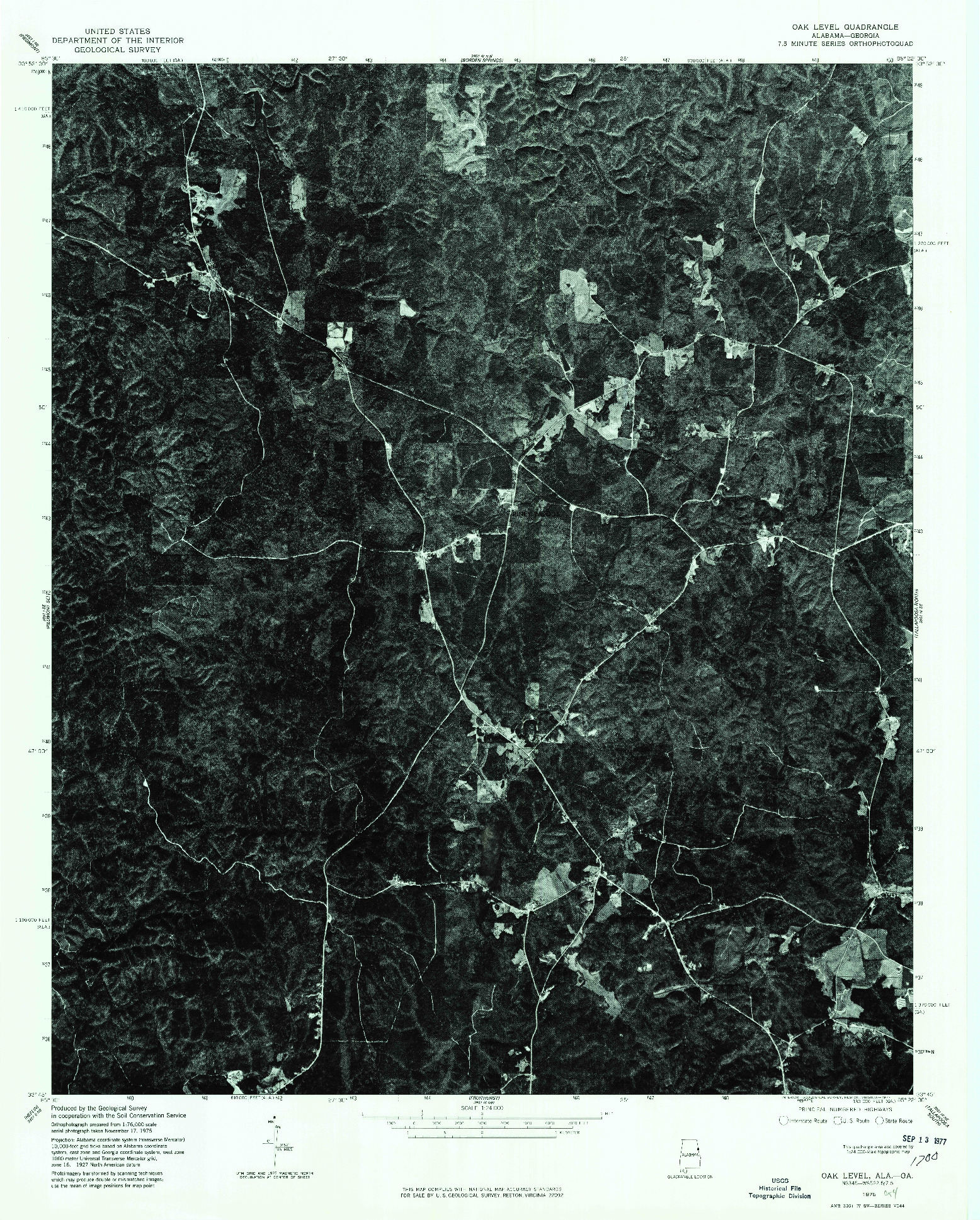 USGS 1:24000-SCALE QUADRANGLE FOR OAK LEVEL, AL 1975