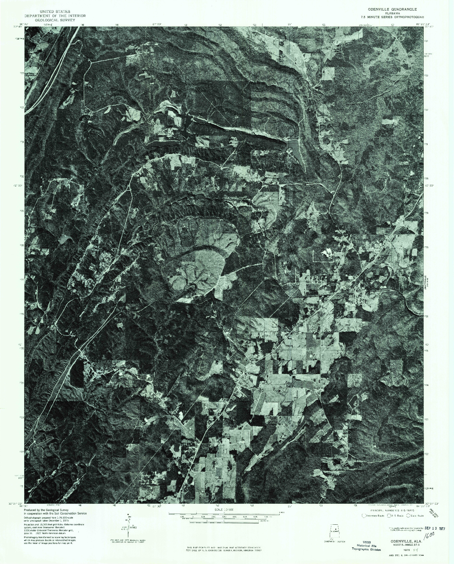 USGS 1:24000-SCALE QUADRANGLE FOR ODENVILLE, AL 1975