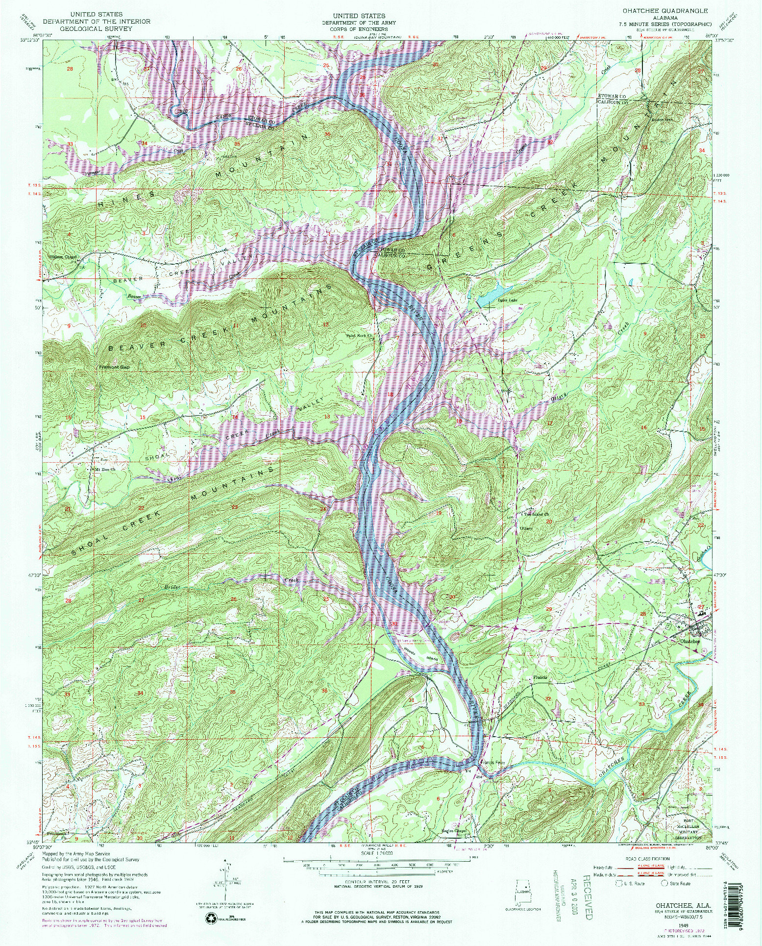 USGS 1:24000-SCALE QUADRANGLE FOR OHATCHEE, AL 1949